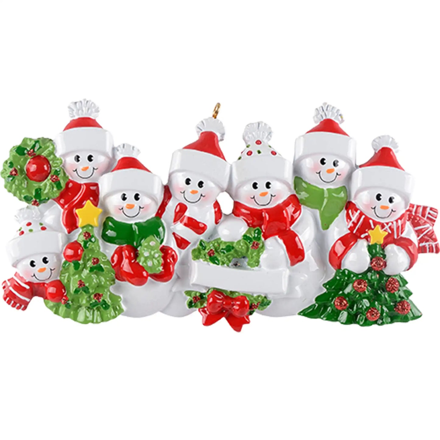 Snowman Family of 7 Personalized Ornament