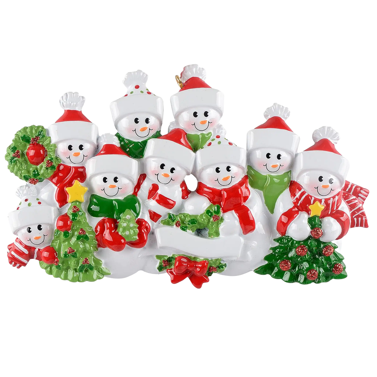 Snowman Family of 9 Personalized Ornament