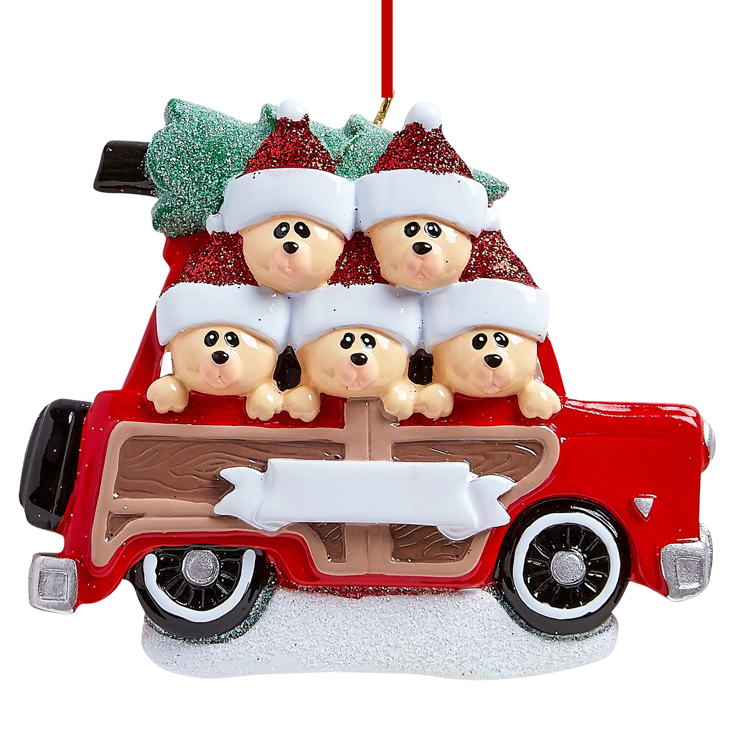 Adorno navideño para árbol de Navidad de SUV con familia de 5 osos