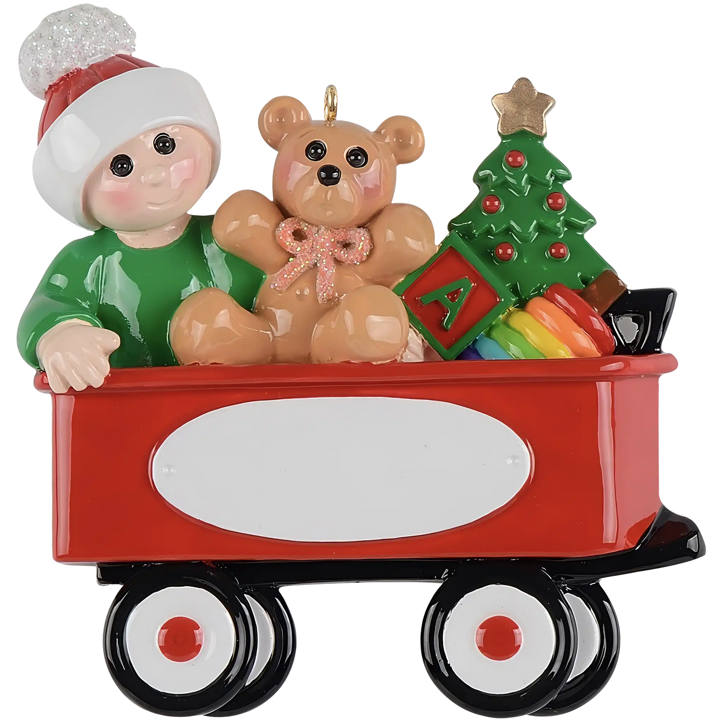 Baby's First Christmas Red Wagon Personalized Ornament