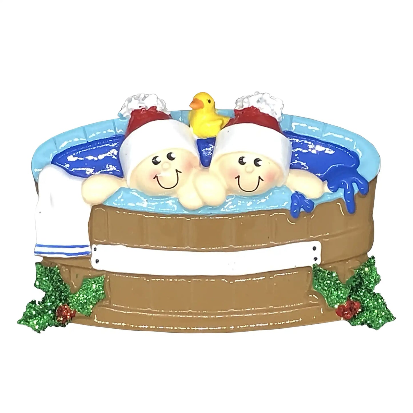 Adorno navideño para pareja en el paraíso del jacuzzi
