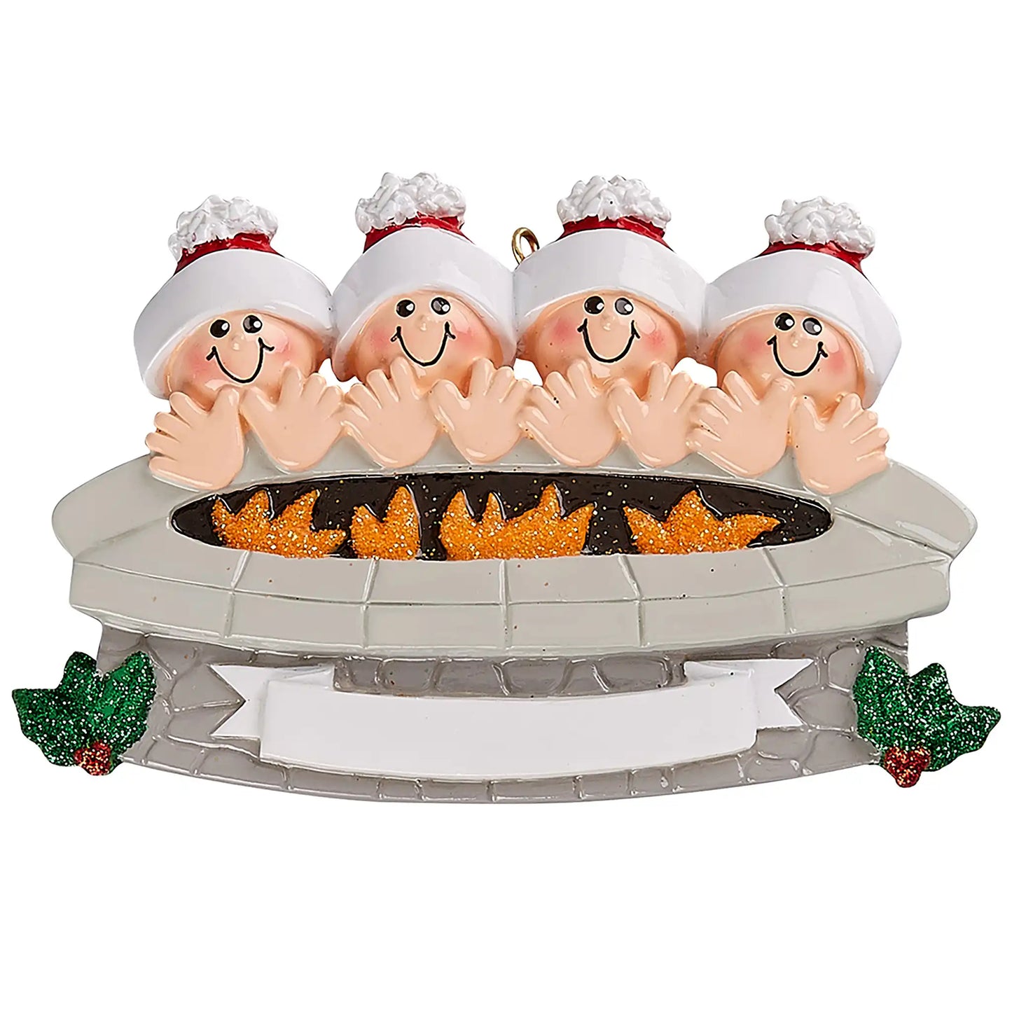 Fire Pit Family of 4 Christmas Ornament