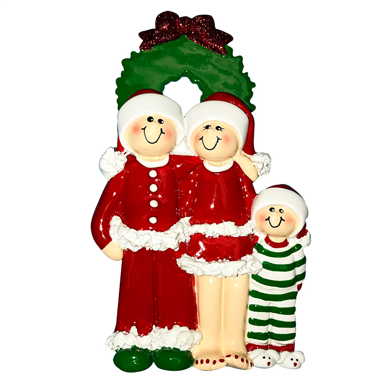 Christmas Pajama Family of 3 Christmas Ornament