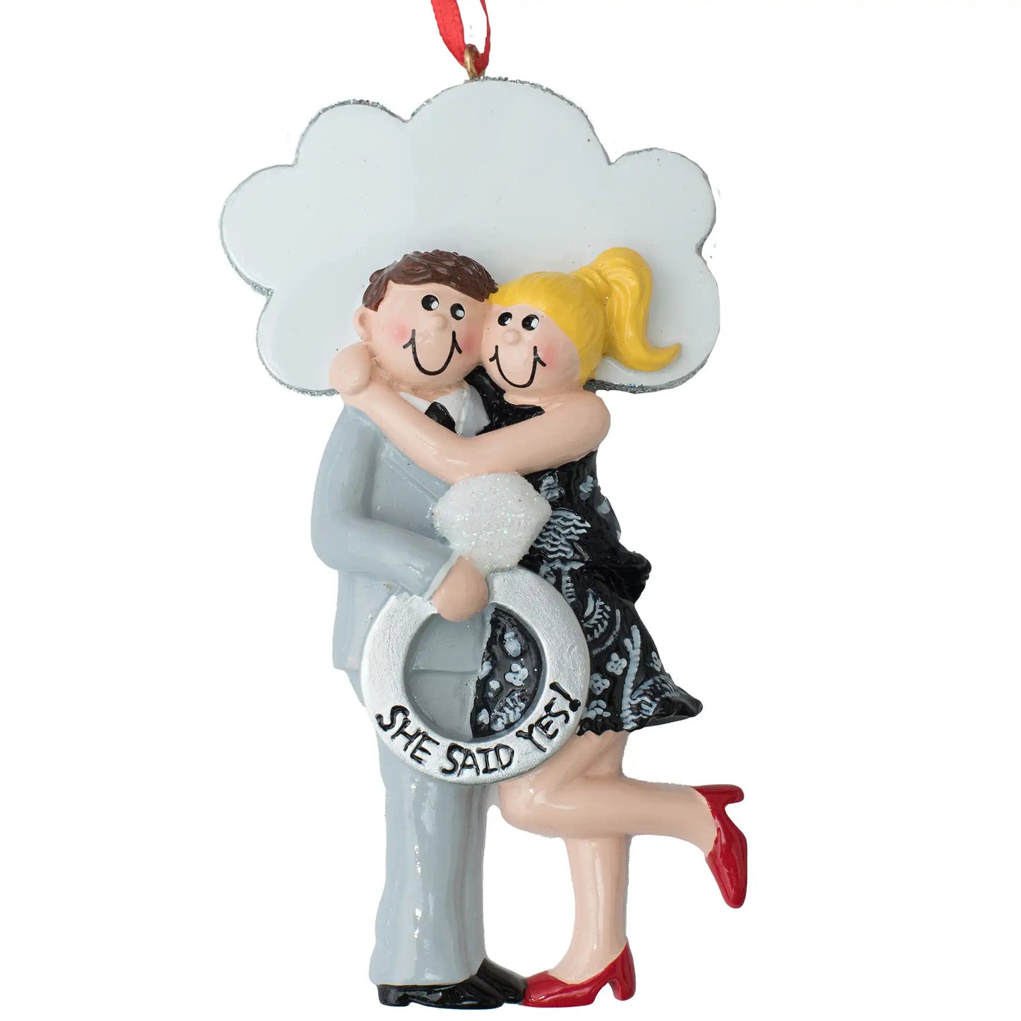 “She Said Yes” Engaged Couple Personalized Ornament - Blonde