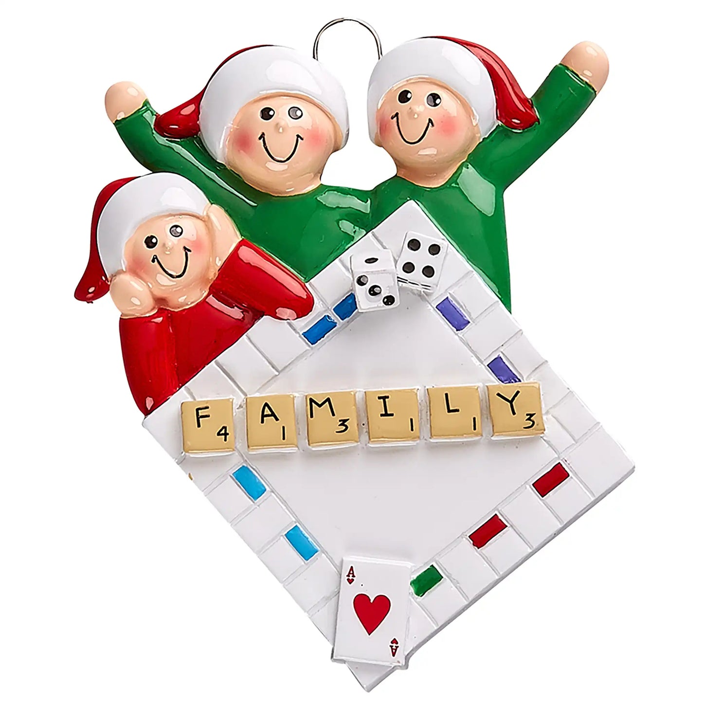 Game Night Family of 3 Christmas Ornament