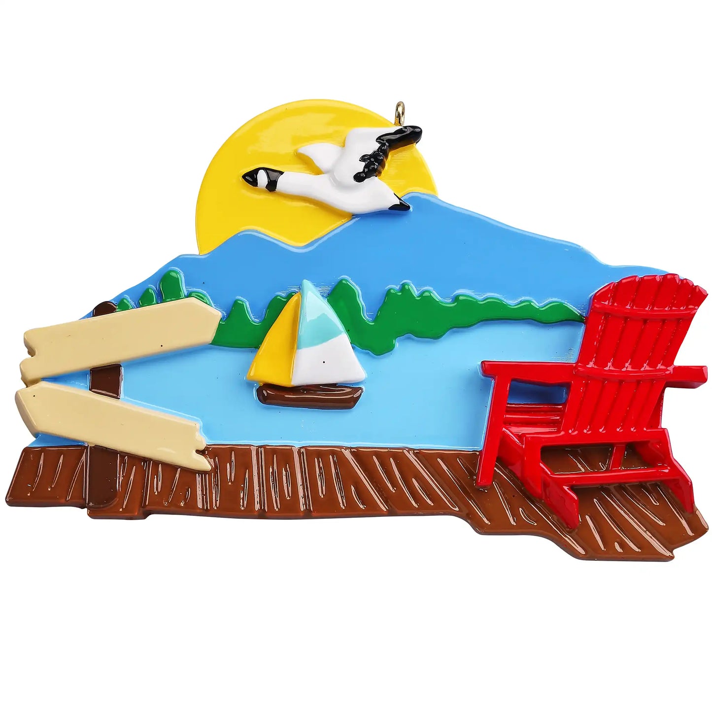 Adorno navideño en el lago