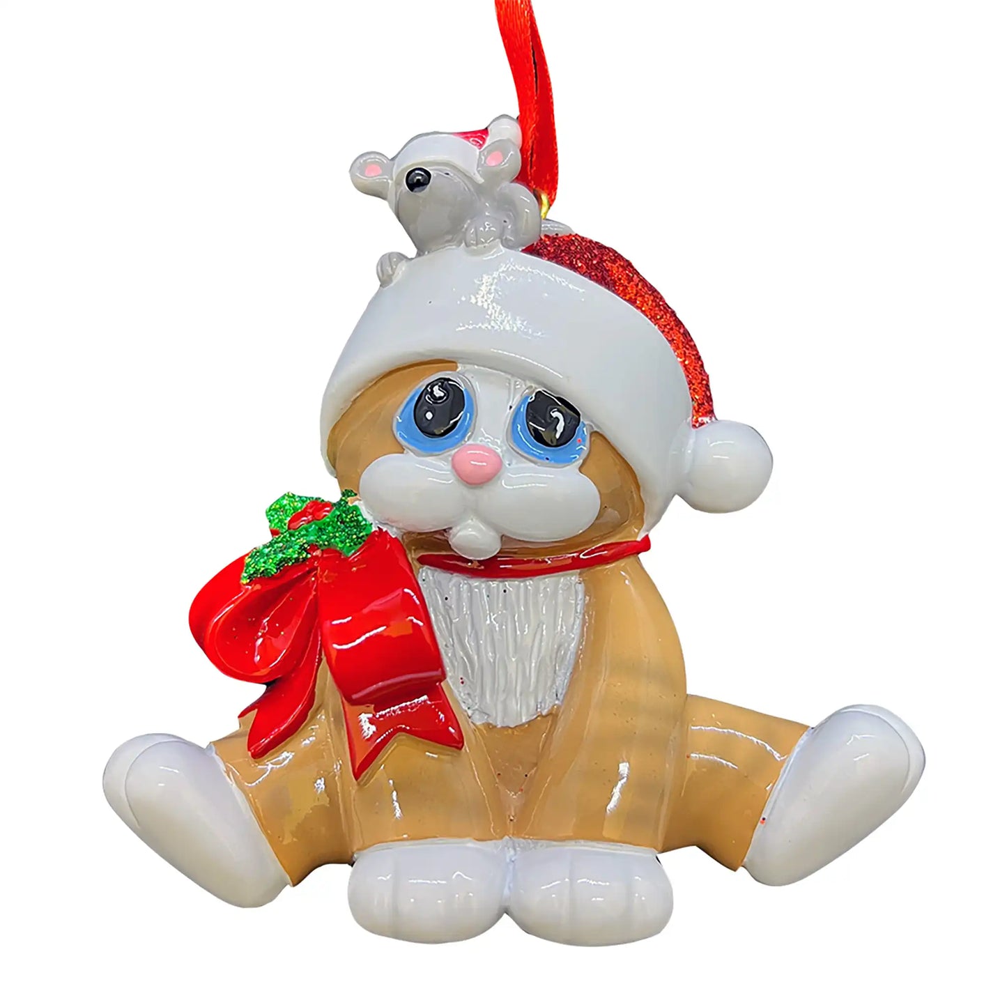 Tan Tiger Stripe Cat Christmas Ornament