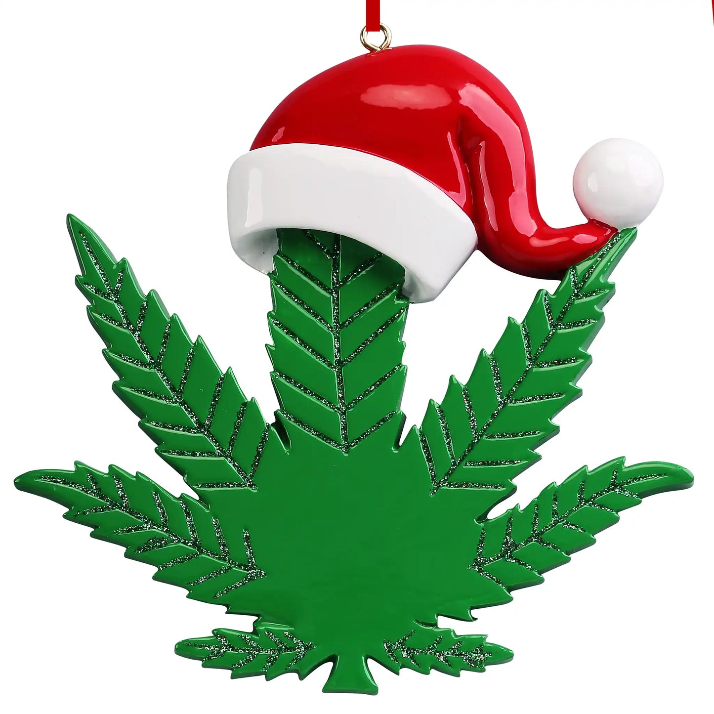 Cannabis Leaf Santa Hat Christmas Ornament