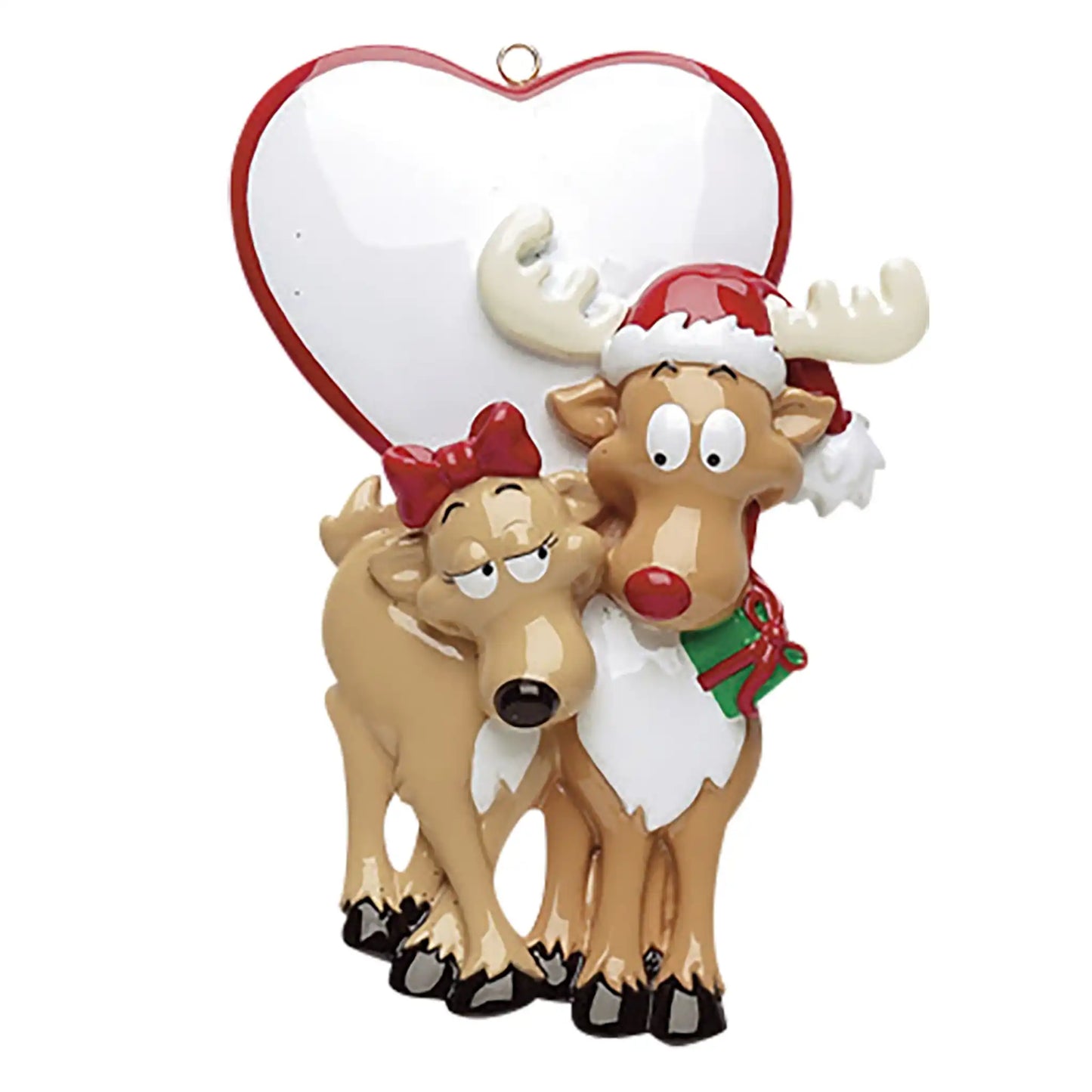 Reindeer Couple Personalized Ornament - Love Heart