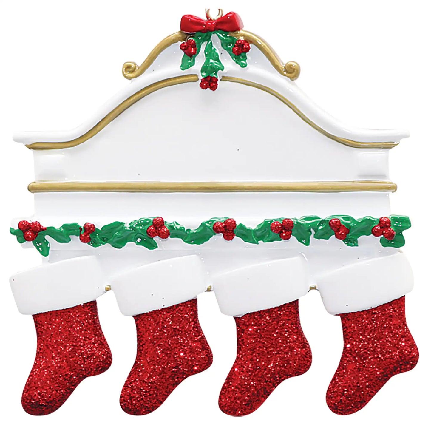 Adorno navideño de familia de 4 medias rojas