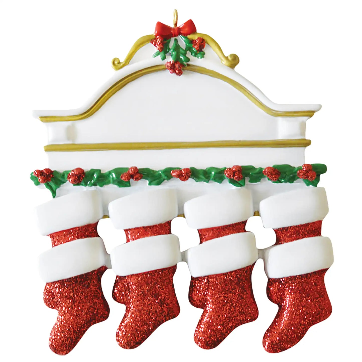 Red Stockings Family of 8 Christmas Ornament