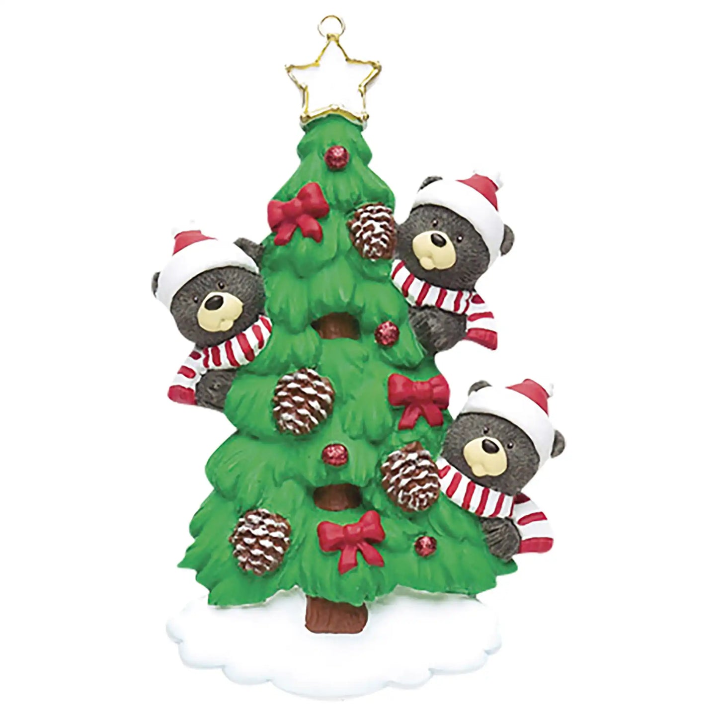 Adorno navideño de la familia de 3 osos negros