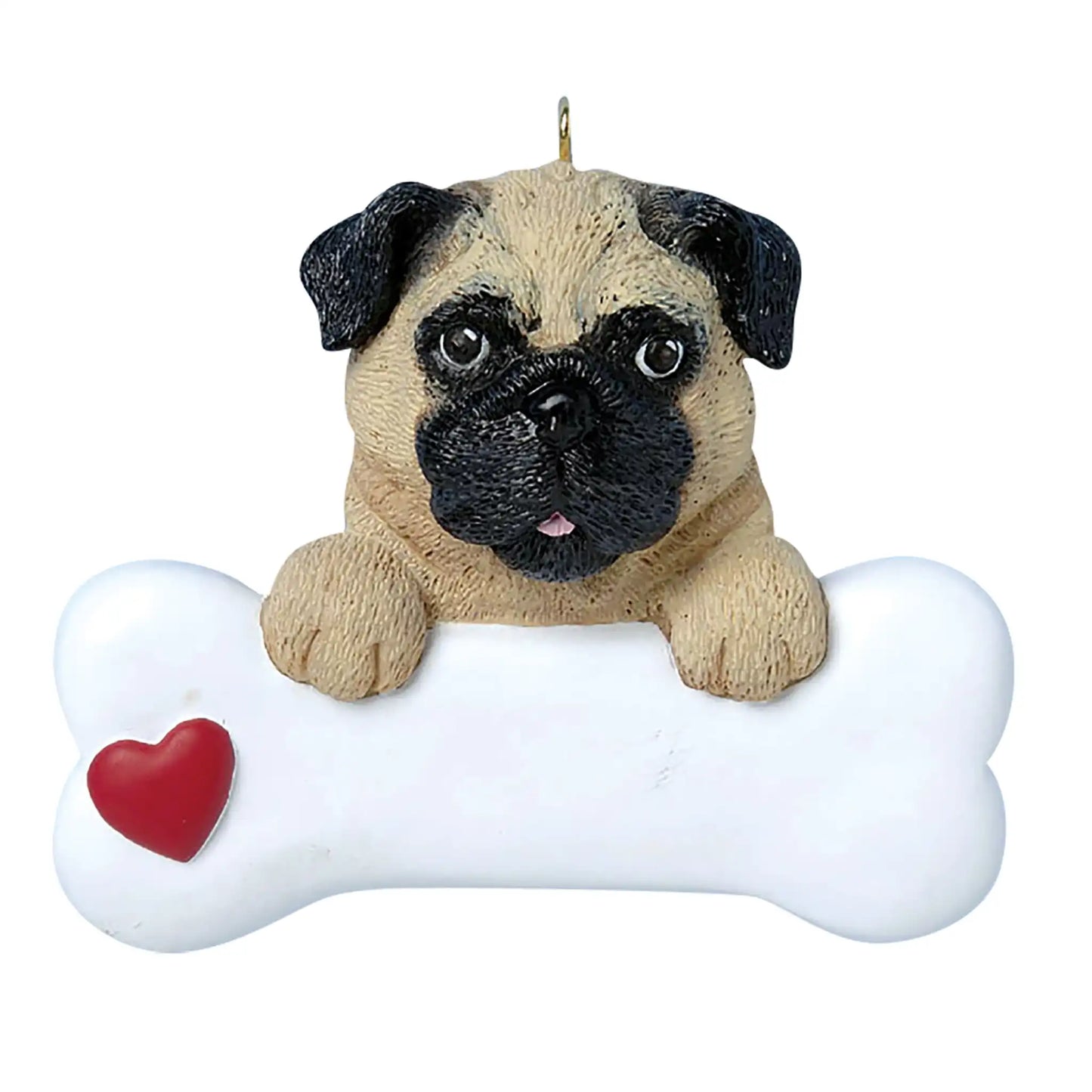 Adorno navideño con forma de hueso de perro carlino