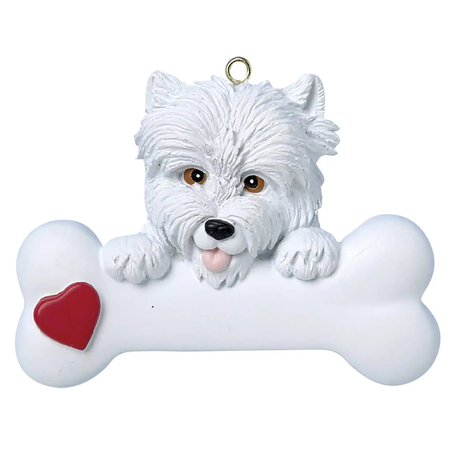 Adorno navideño con forma de hueso de perro Westie
