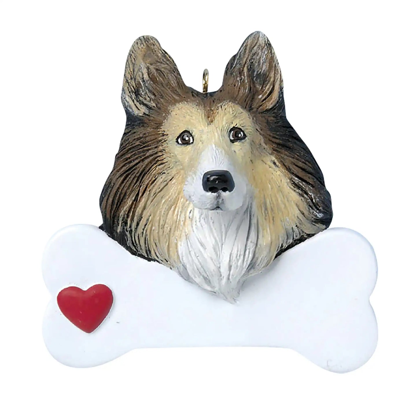 Adorno navideño con forma de hueso de perro Collie