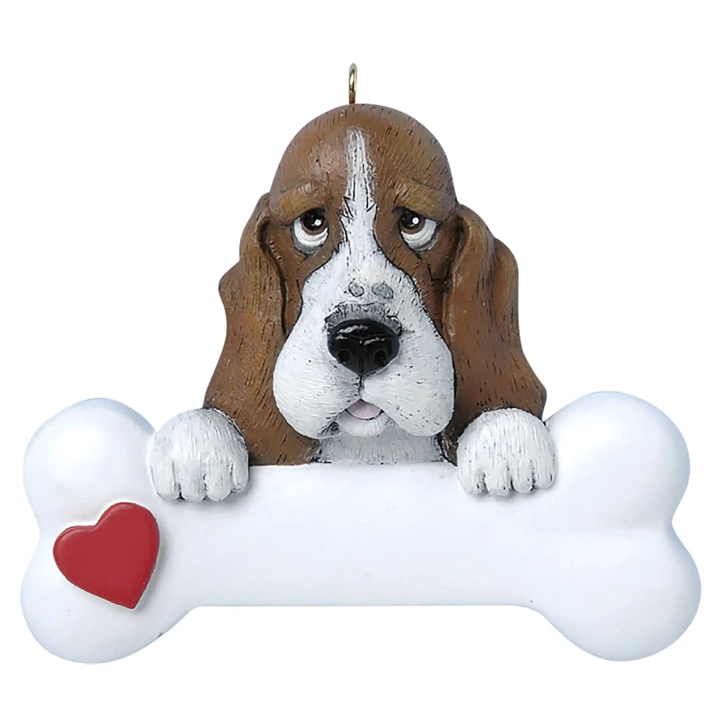 Adorno navideño con forma de hueso de perro Basset Hound