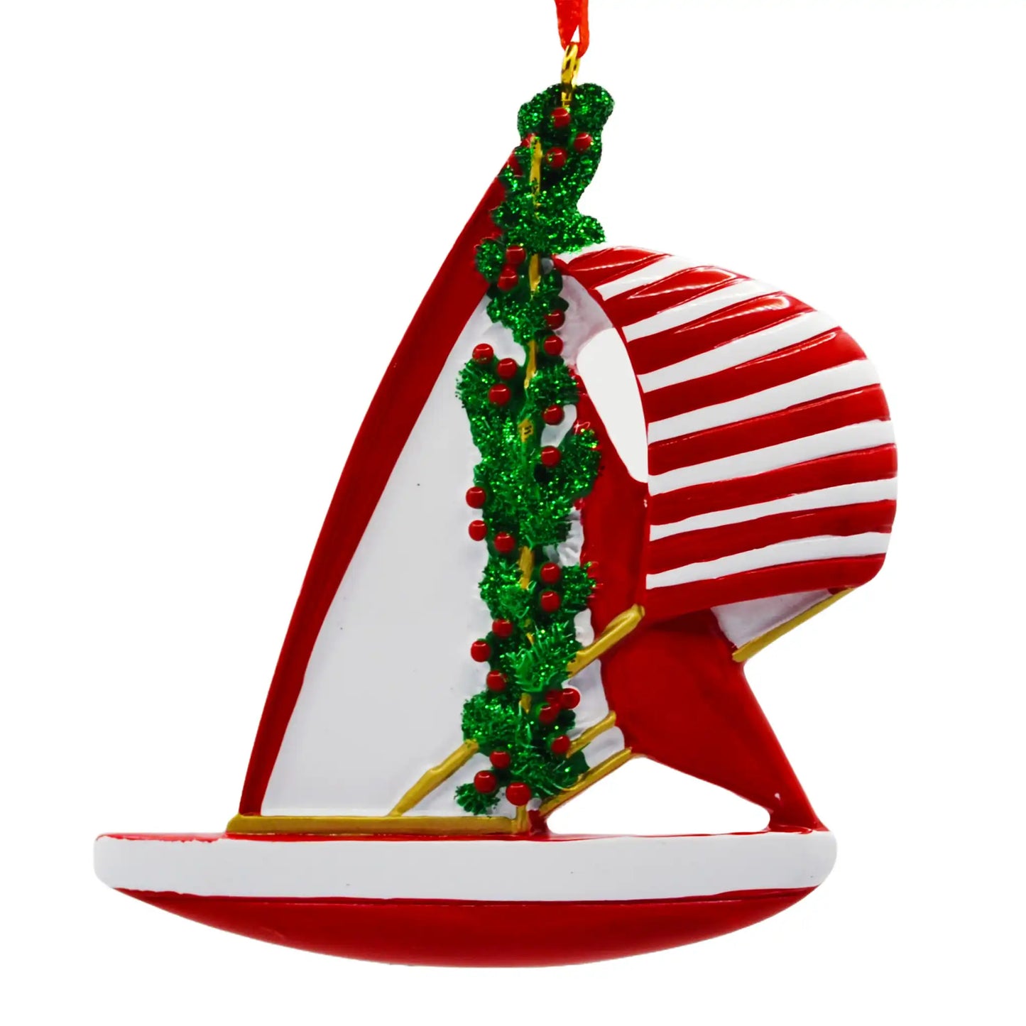 Adorno navideño rojo de velero