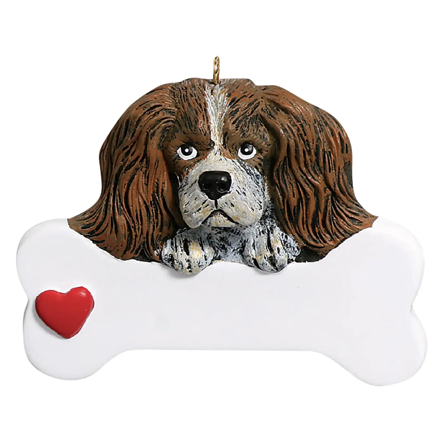 Adorno navideño con forma de hueso de perro Cavalier King Charles