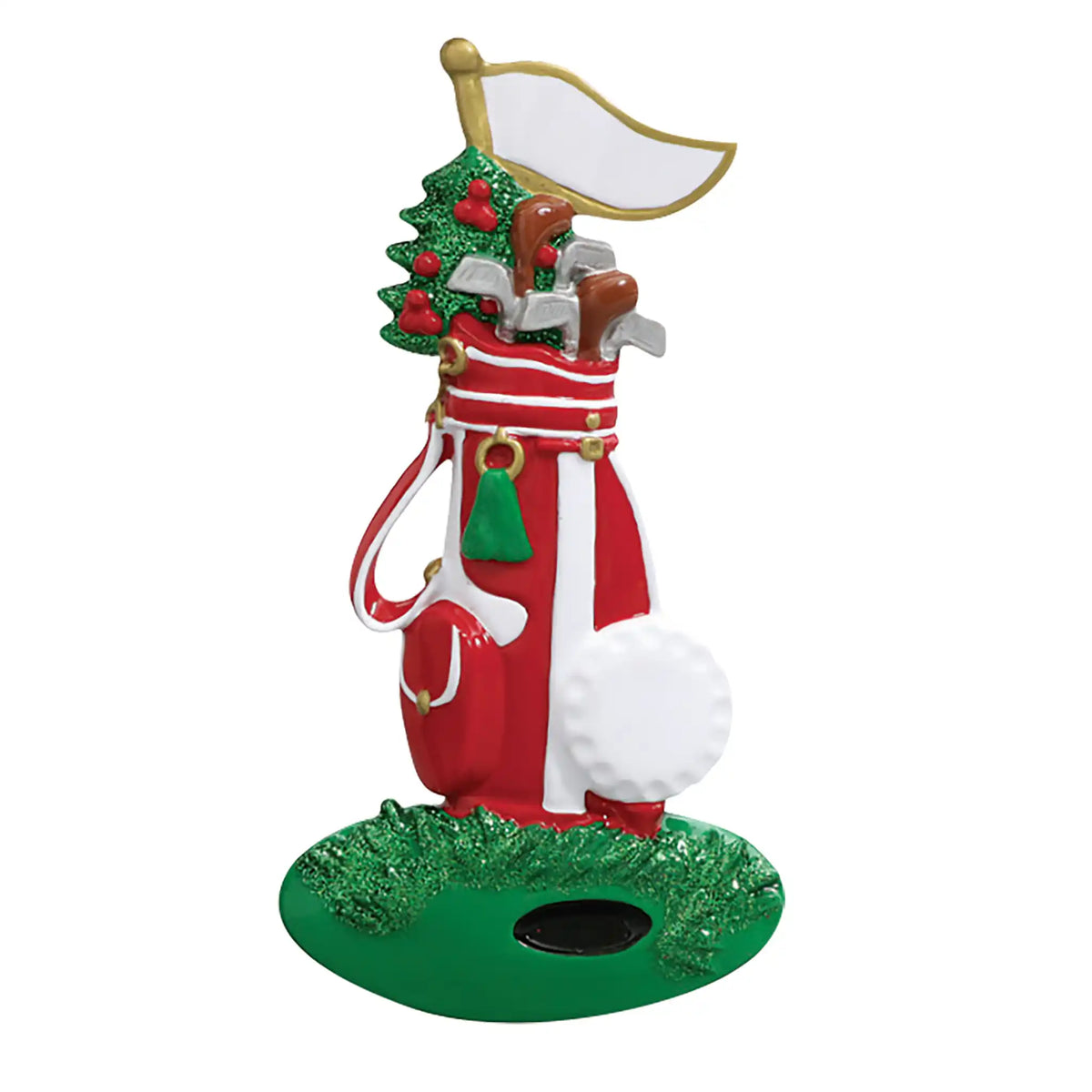 Golf bag ornament shown blank, ready to add a name and year