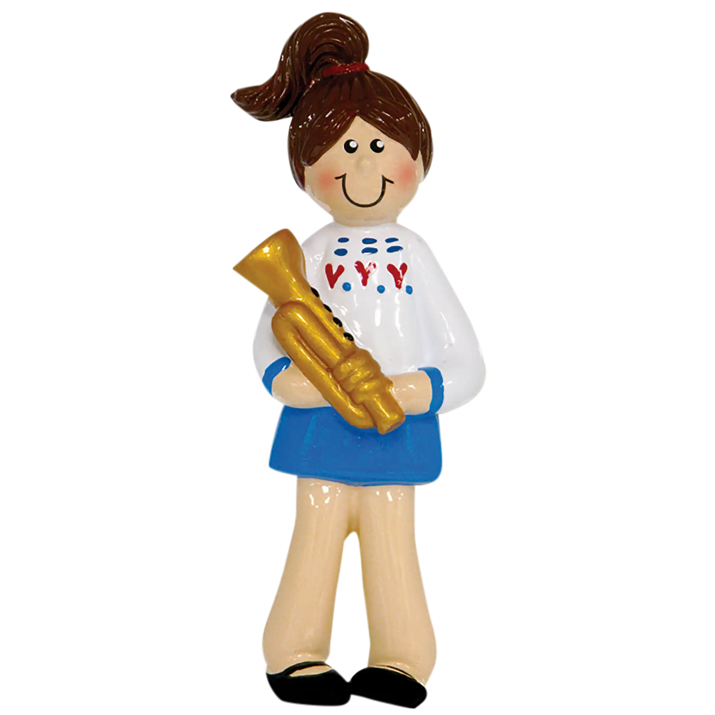 Adorno navideño de niña trompeta