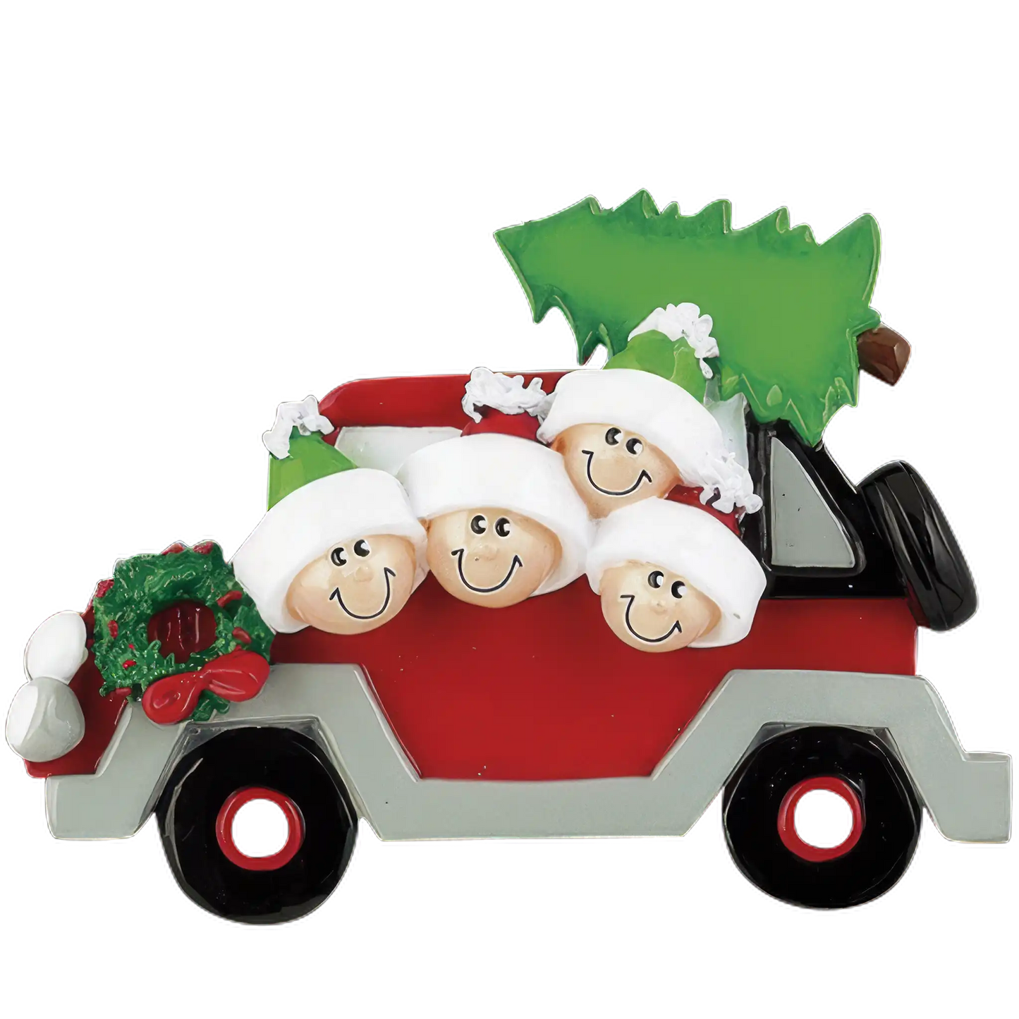 Adorno navideño de familia de 4 personas para coche