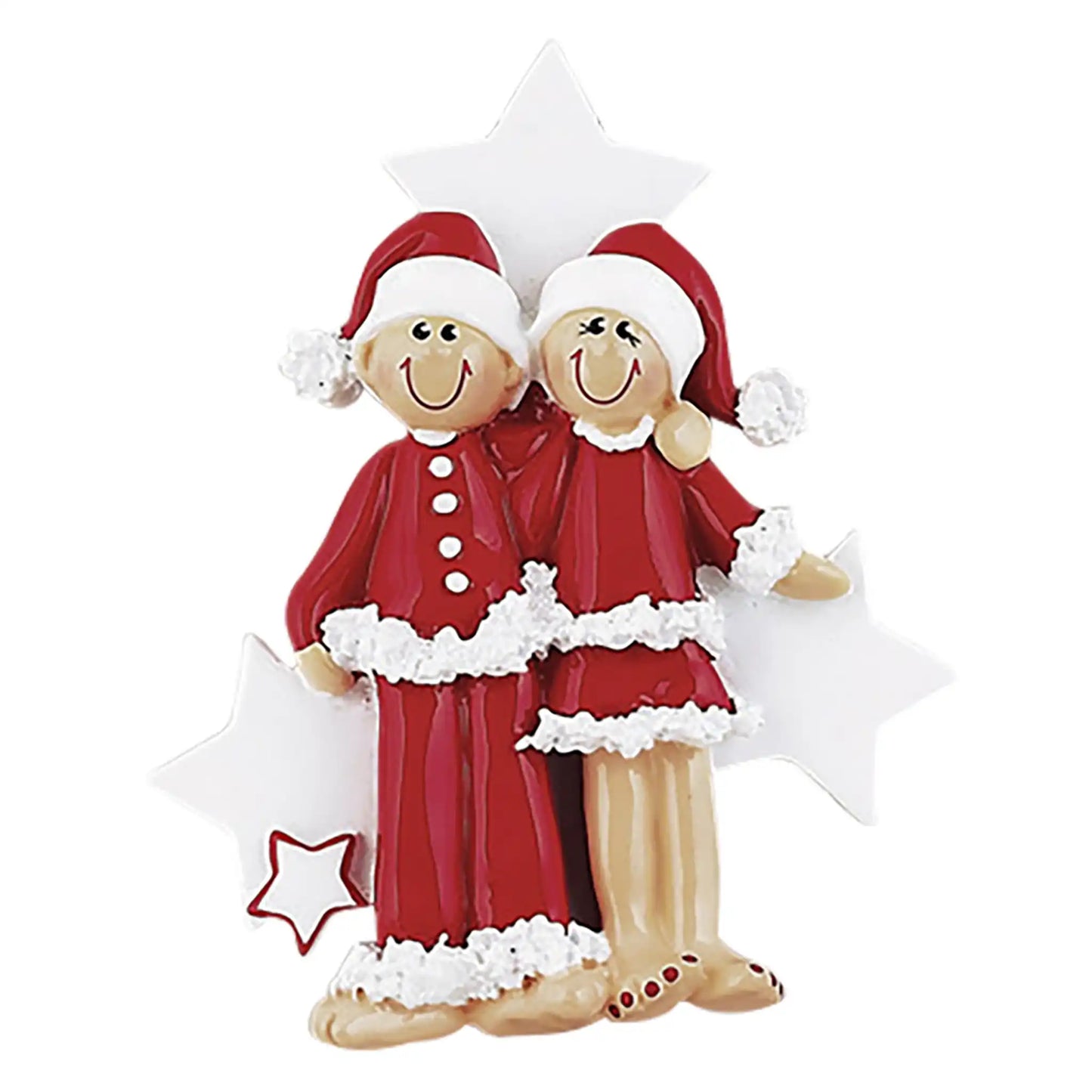 Adorno navideño de pareja en pijama