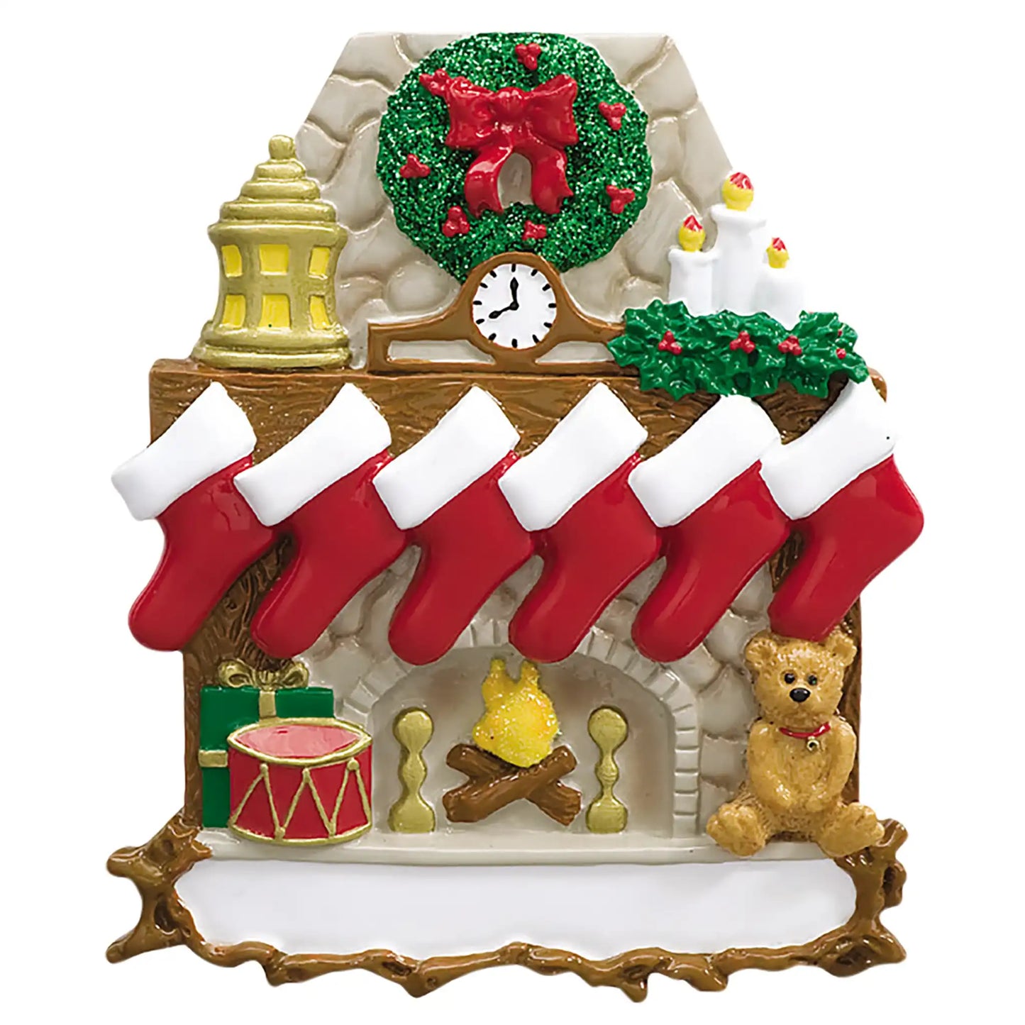 Adorno navideño de chimenea para familia de 6 personas