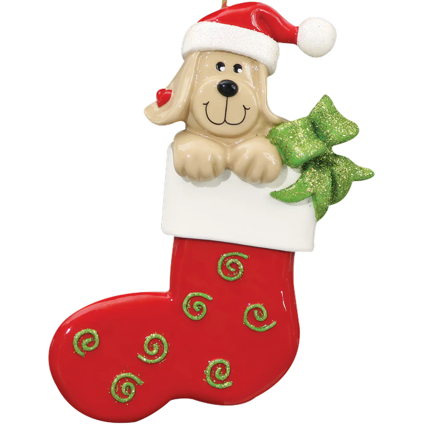 Adorno navideño de perro en calcetín