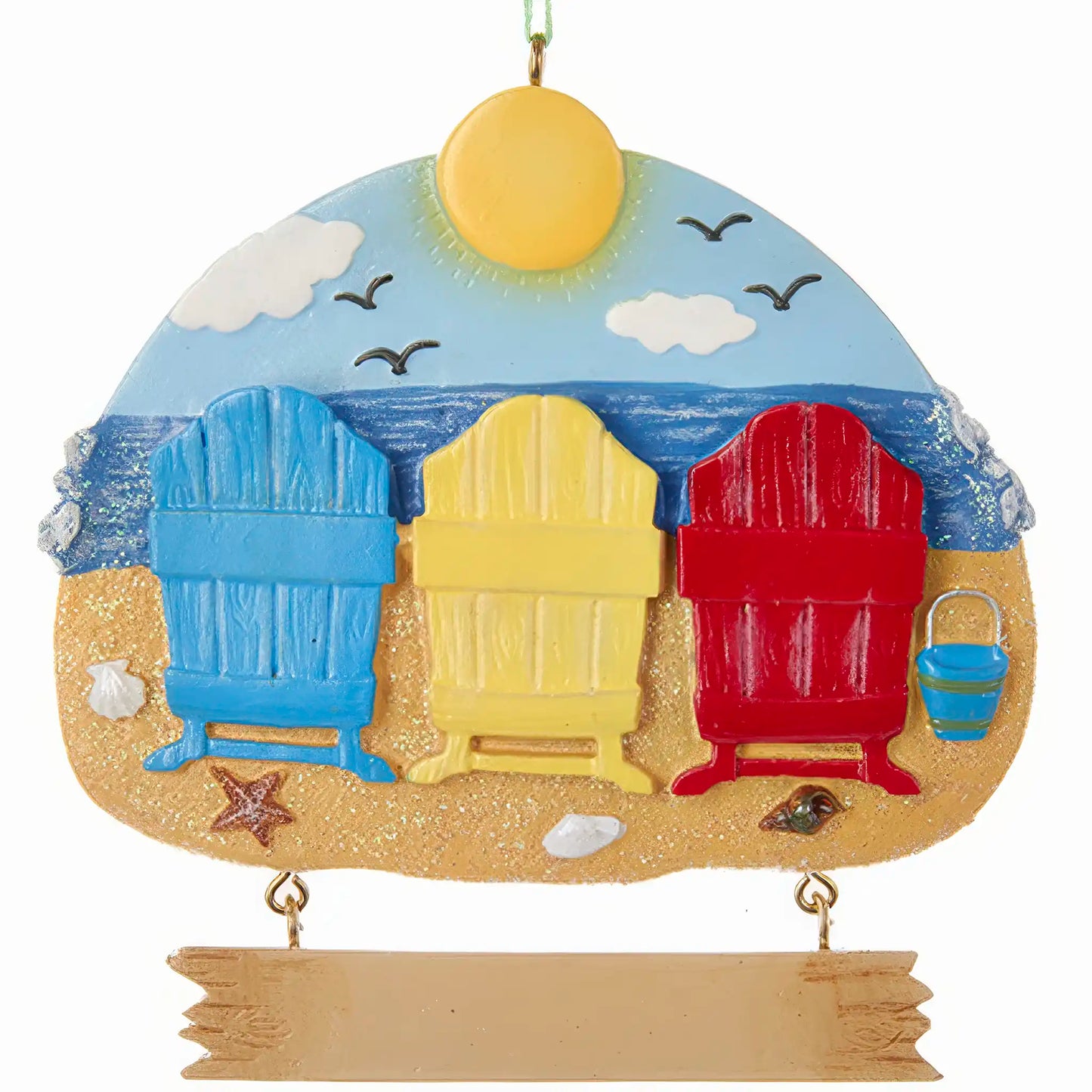 Adorno navideño de familia de 3 en la playa