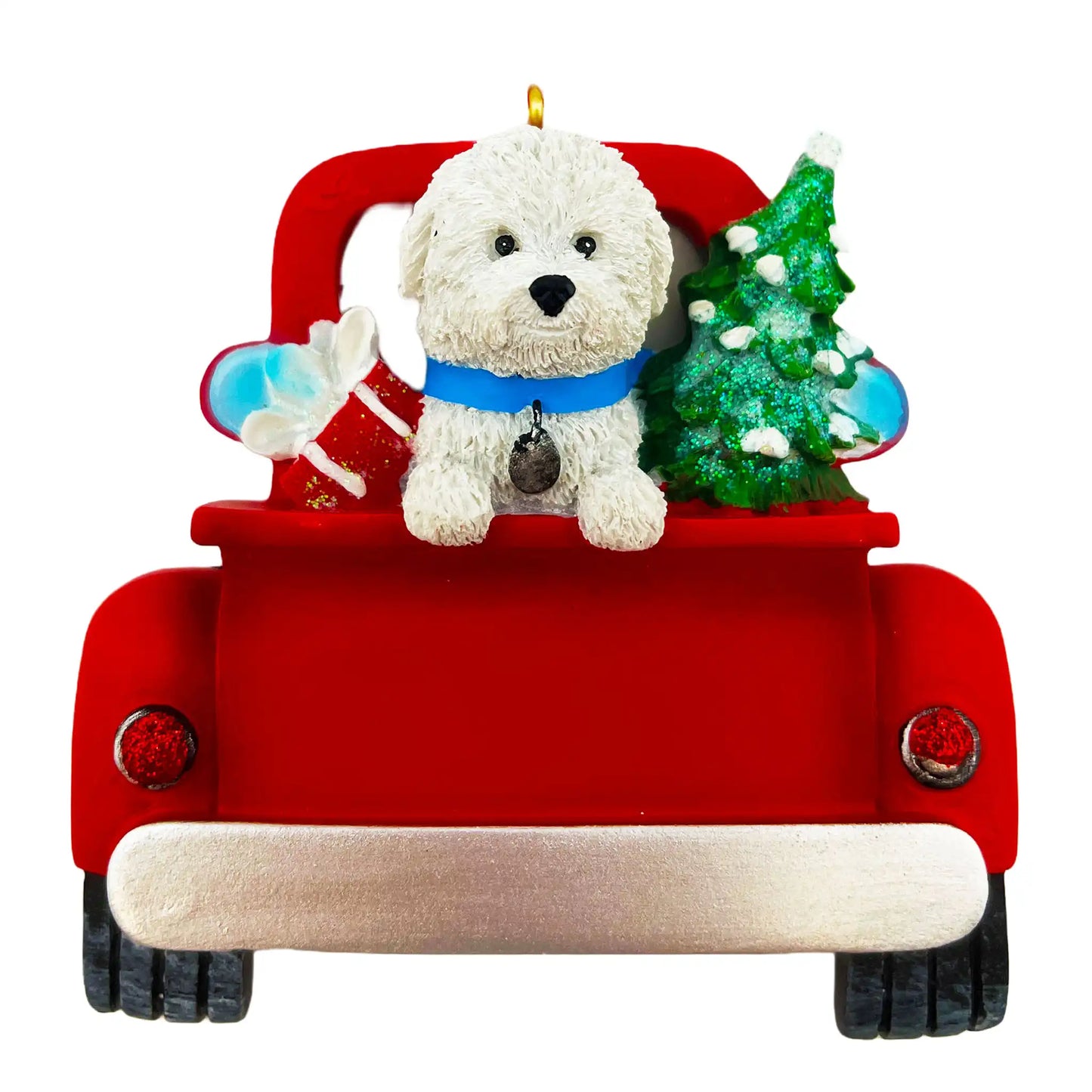 Bichon Frise Vintage Truck Personalized Christmas Ornament