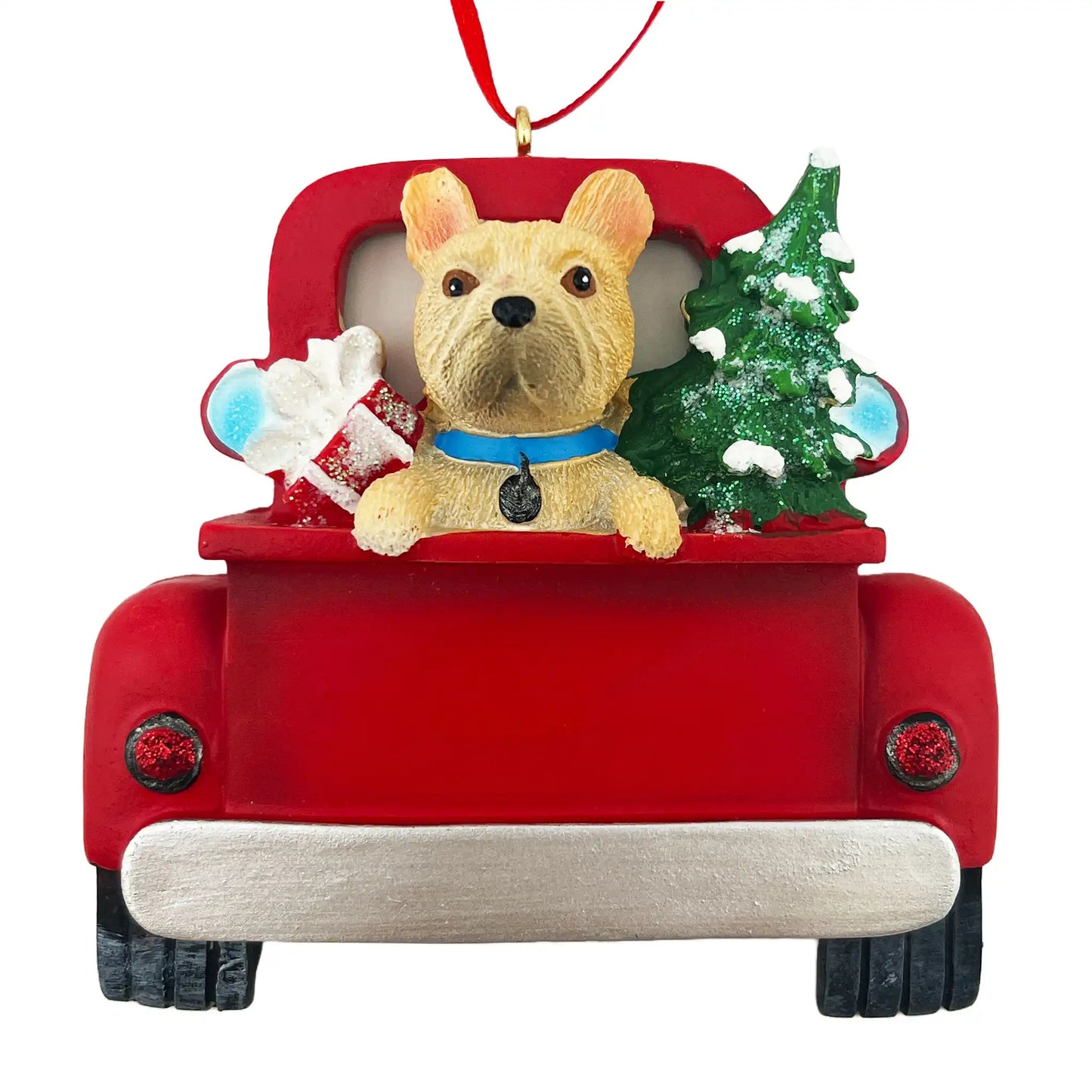 French Bulldog in Vintage Truck Christmas Ornament