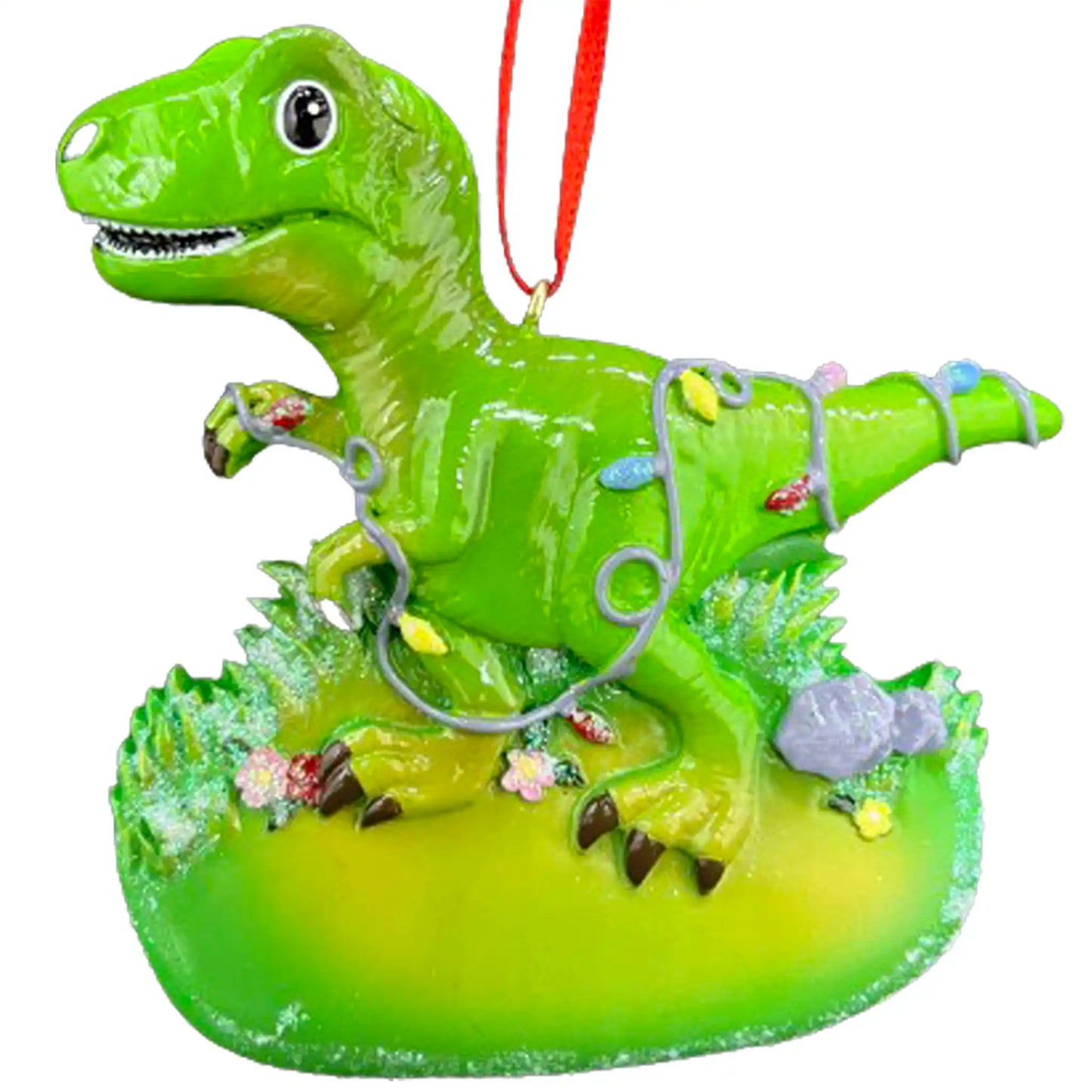 Dinosaur T-Rex Personalized Ornament - Christmas Lights
