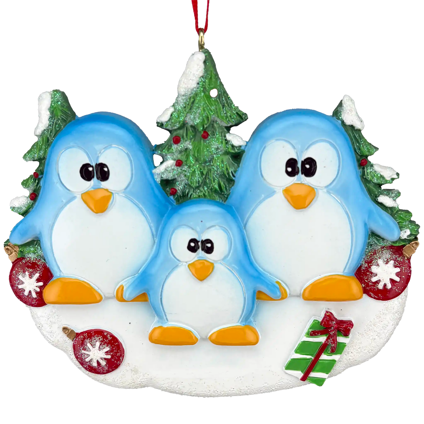 Adorno personalizado de familia de 3 pingüinos