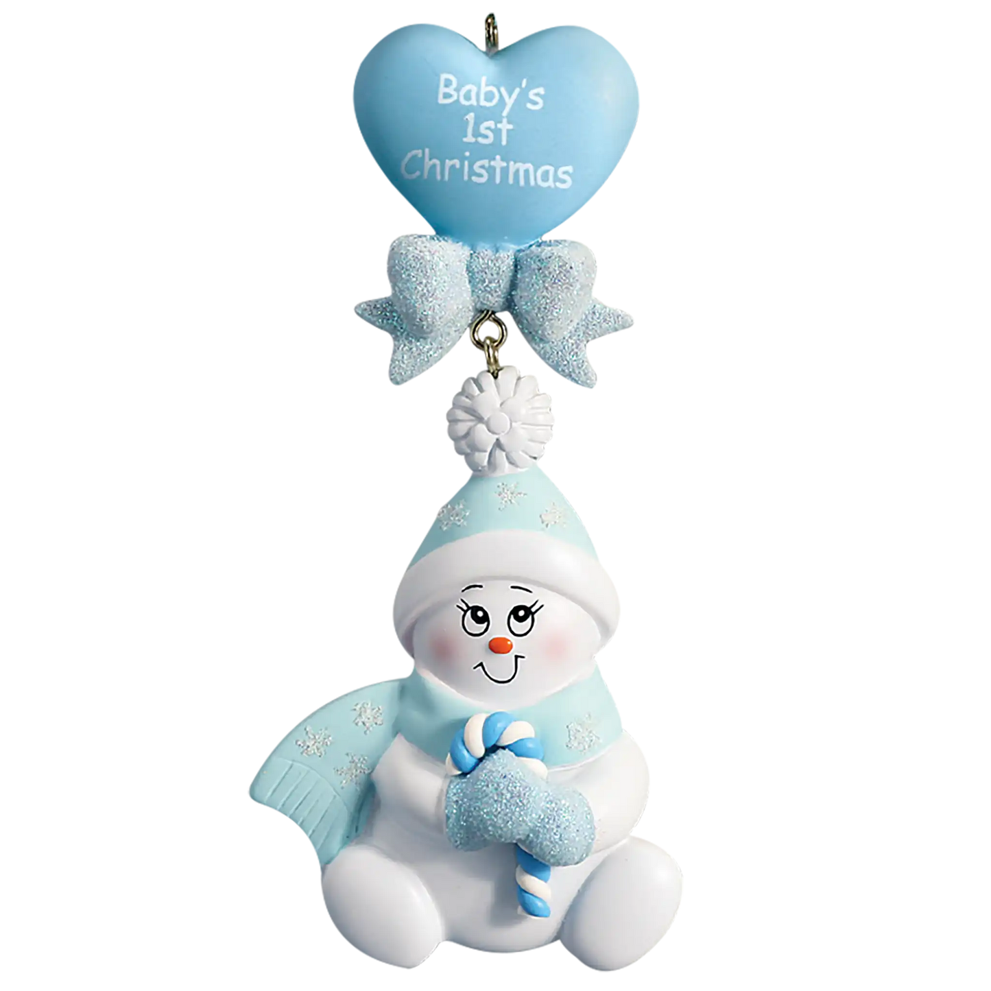 Blue Candy Cane Snow Baby's 1st Christmas Ornament