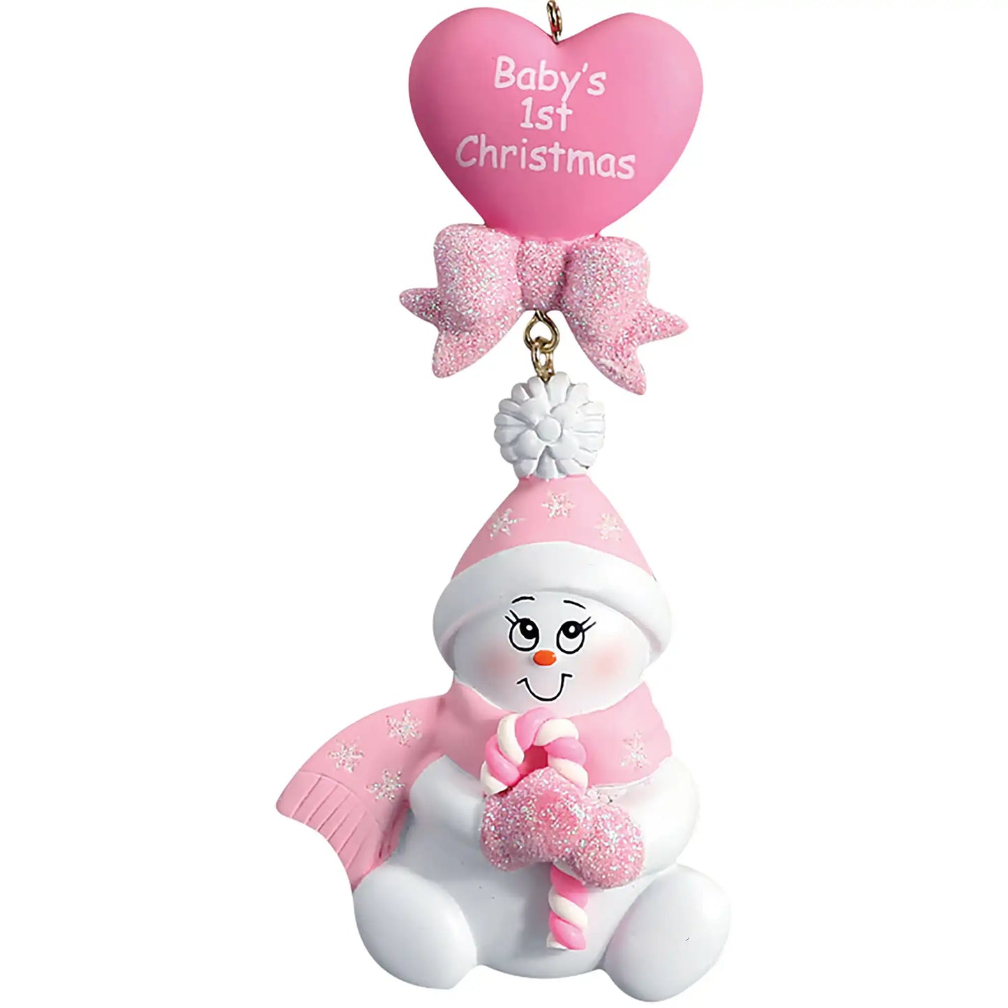 Pink Baby's 1st Christmas Candycane Snowbaby Christmas Ornament