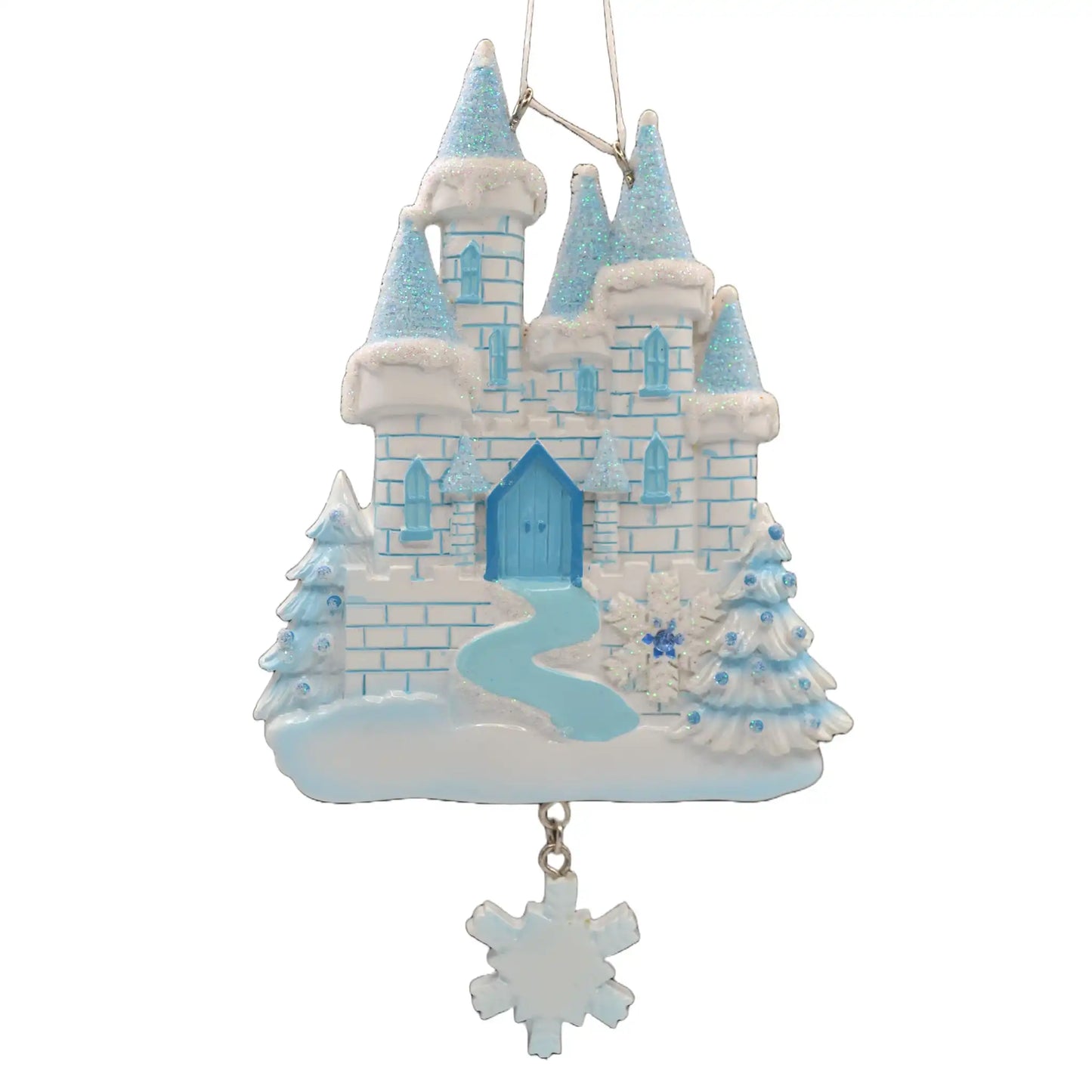 Adorno navideño de castillo de hielo congelado