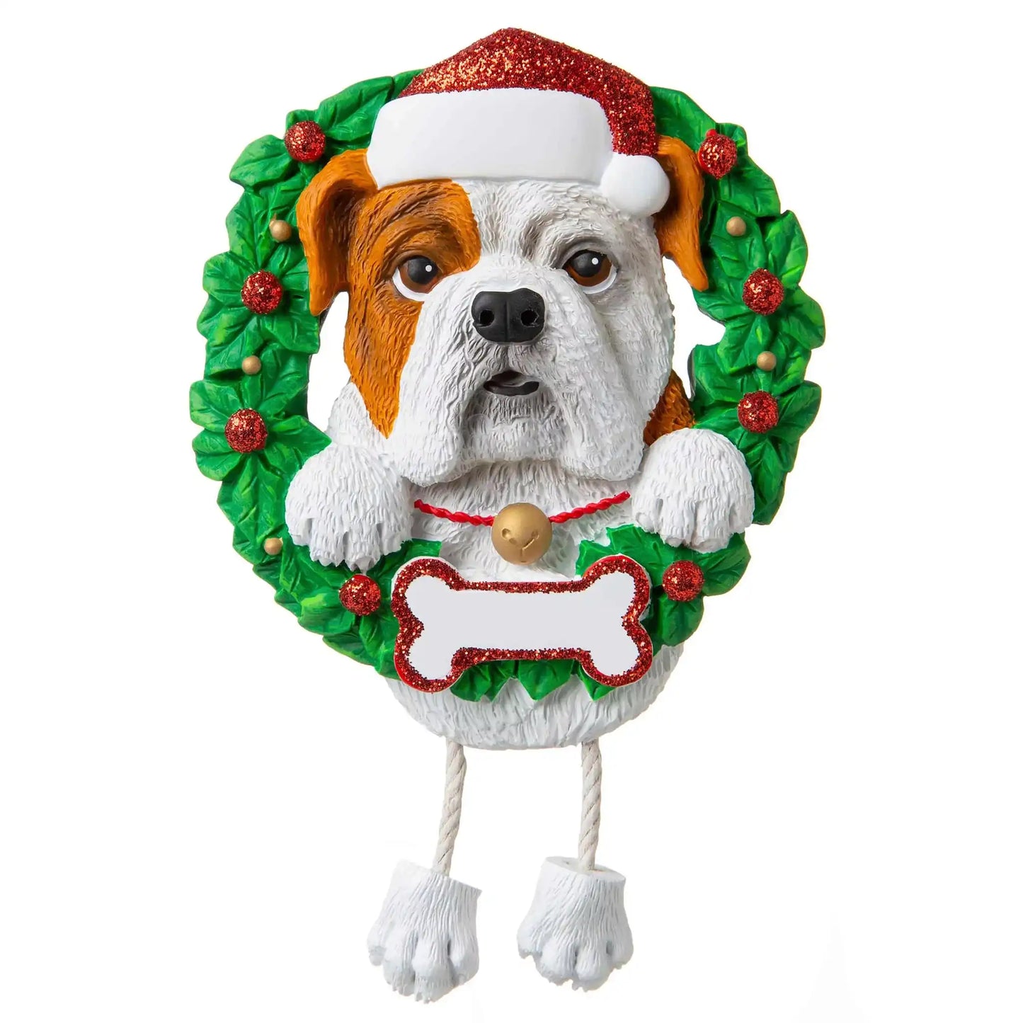 Adorno navideño de corona de bulldog