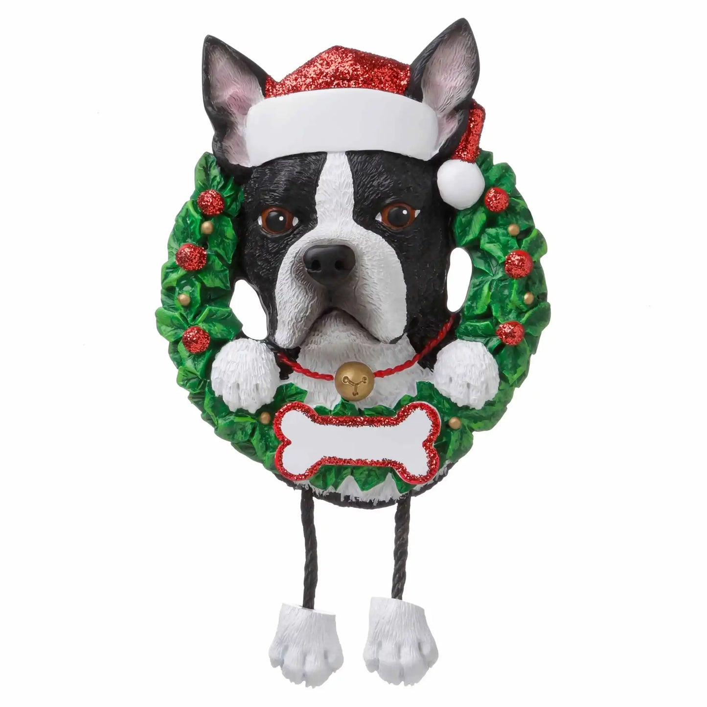Boston Terrier Wreath Christmas Ornament