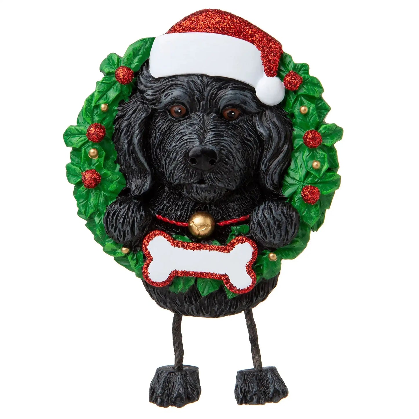 Labradoodle Black Wreath Christmas Ornament