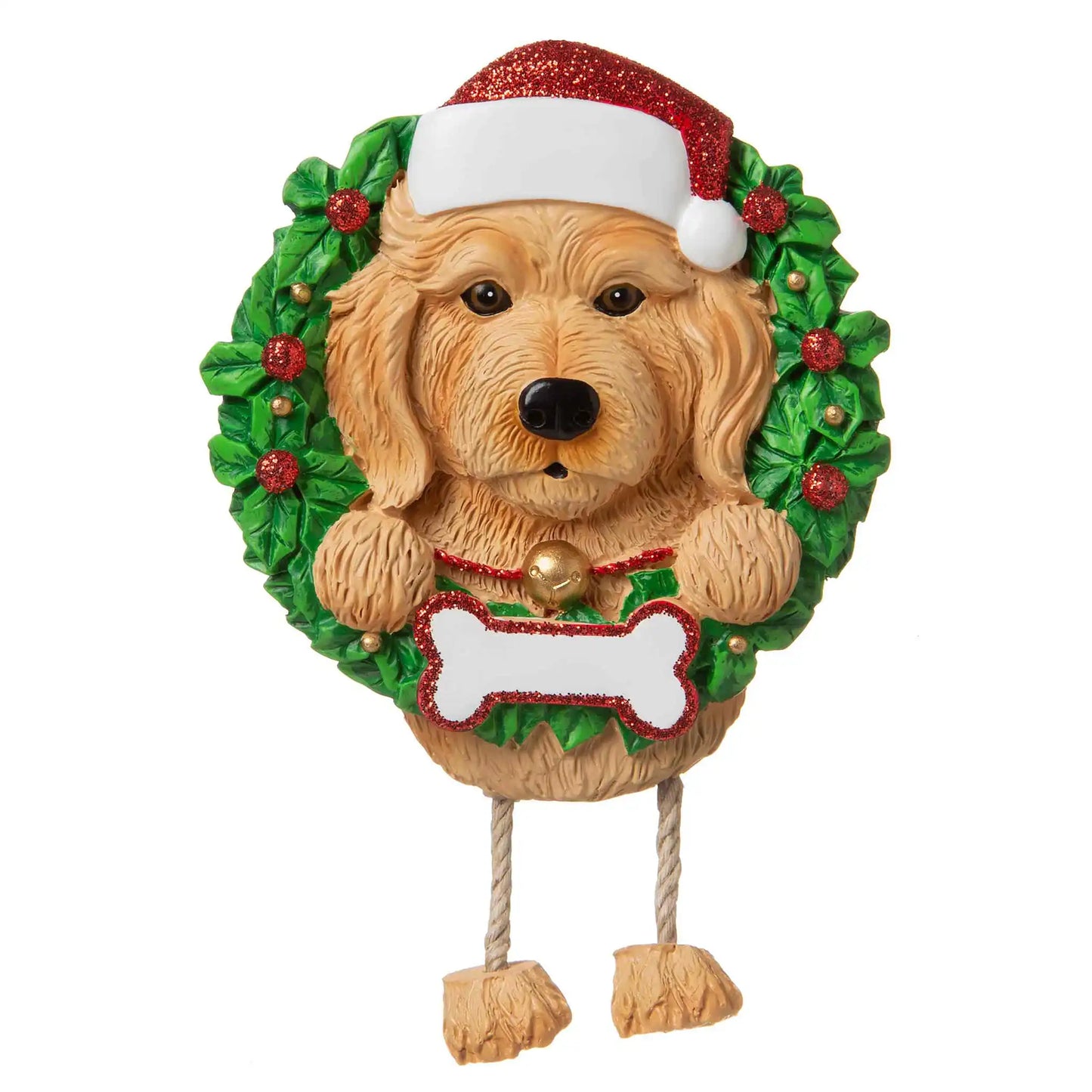 Adorno navideño de corona de labradoodle - Marrón