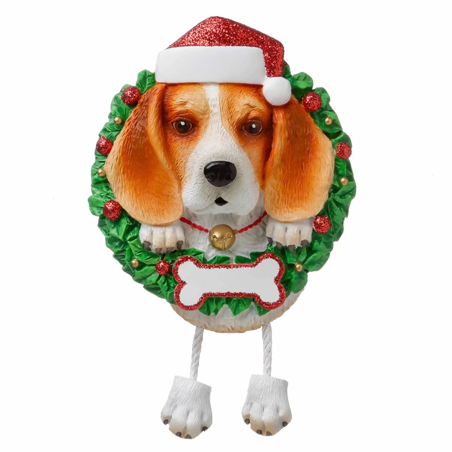 Adorno navideño de corona de beagle