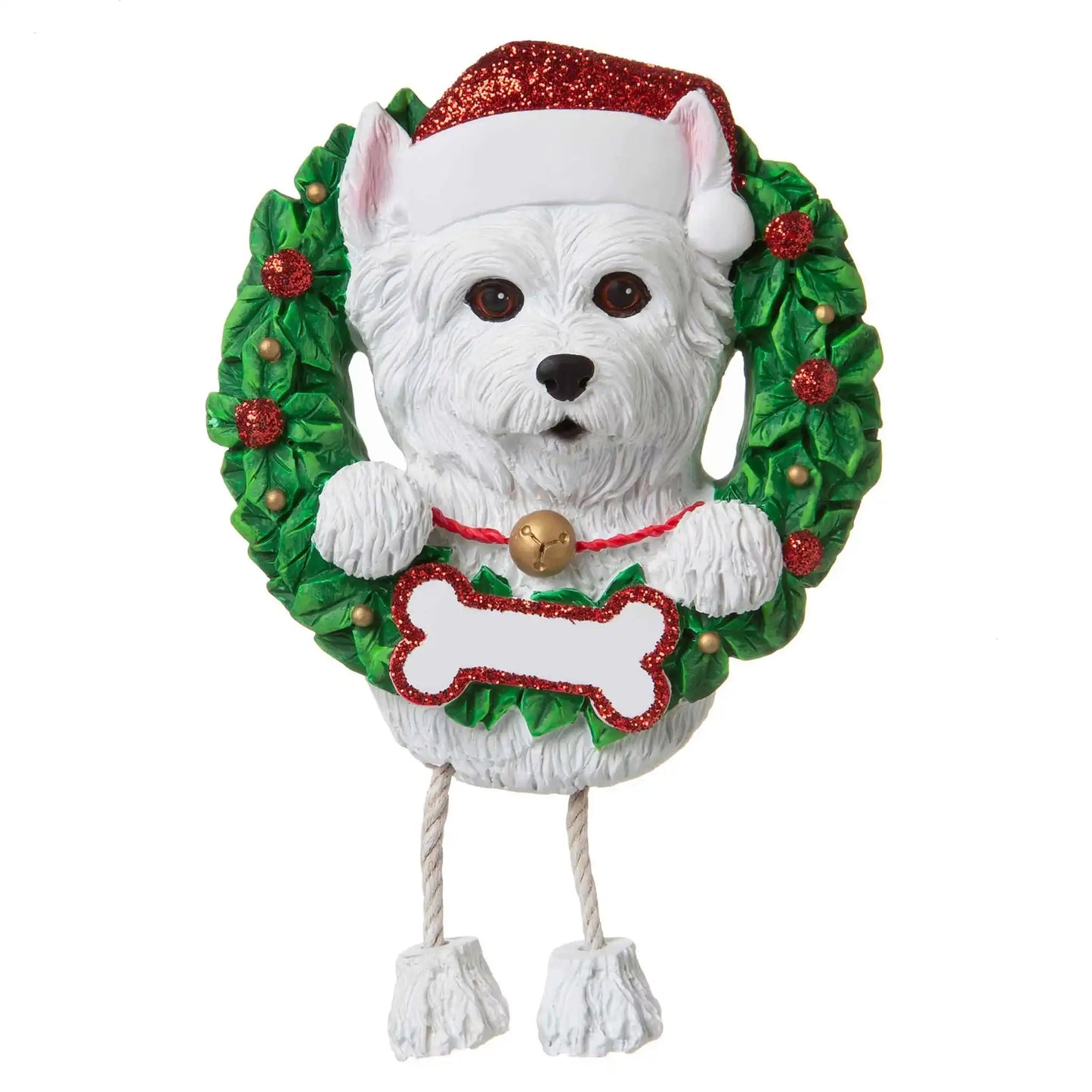 Adorno navideño de corona de Westie