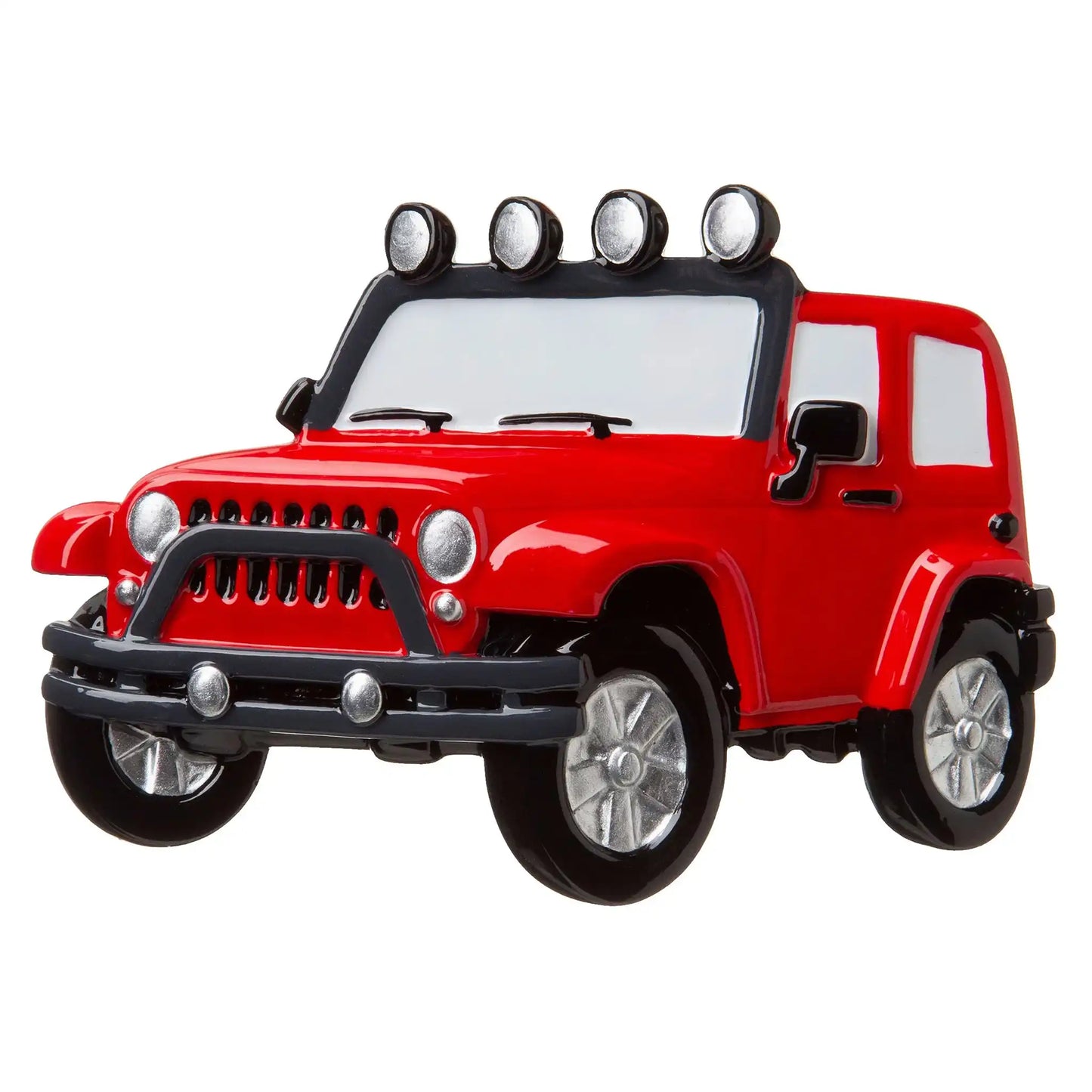 Adorno navideño rojo con temática de Jeep 4X4