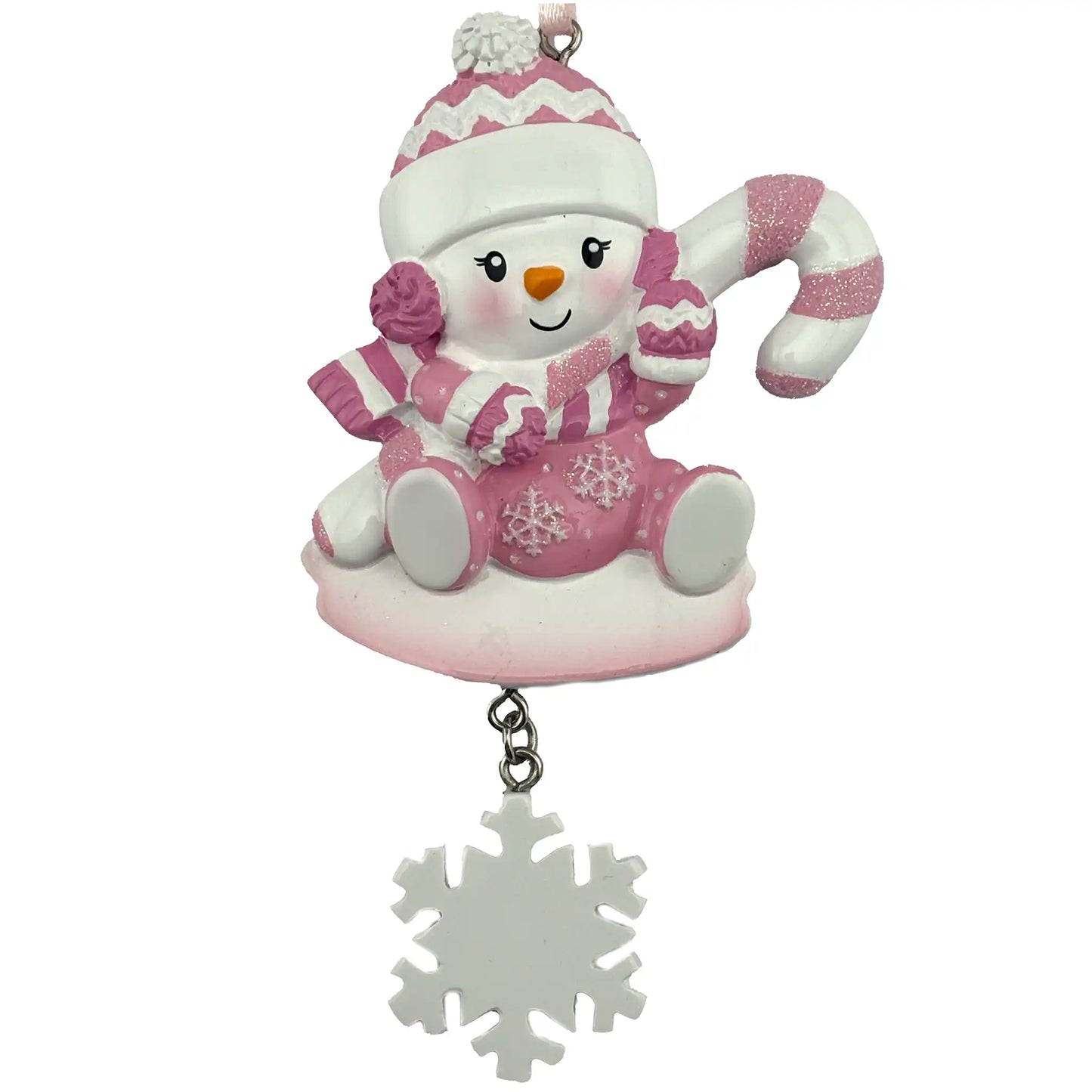 Snowman Baby Girl Personalized Ornament