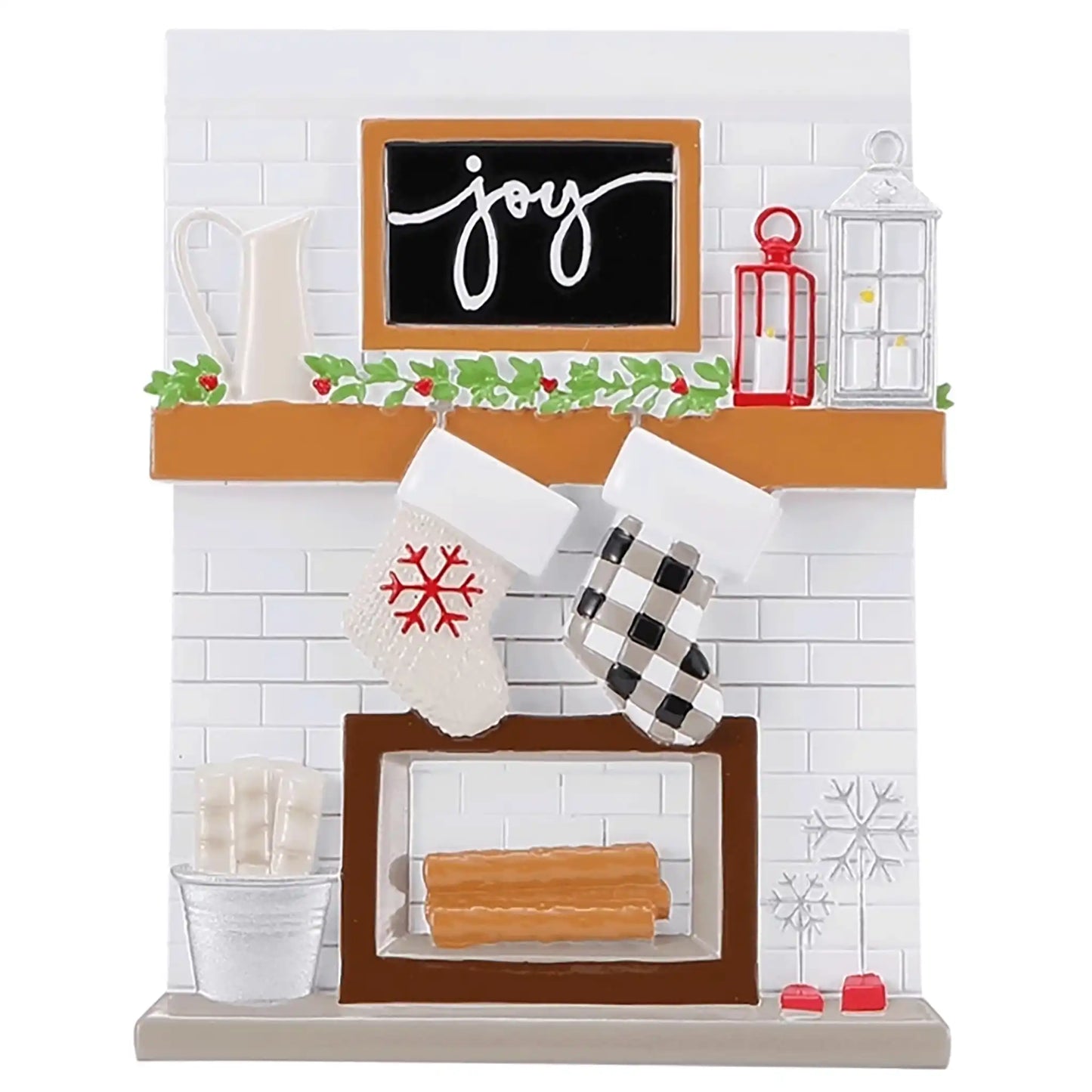 Fireplace Mantle Family of 2 Personalized Ornament