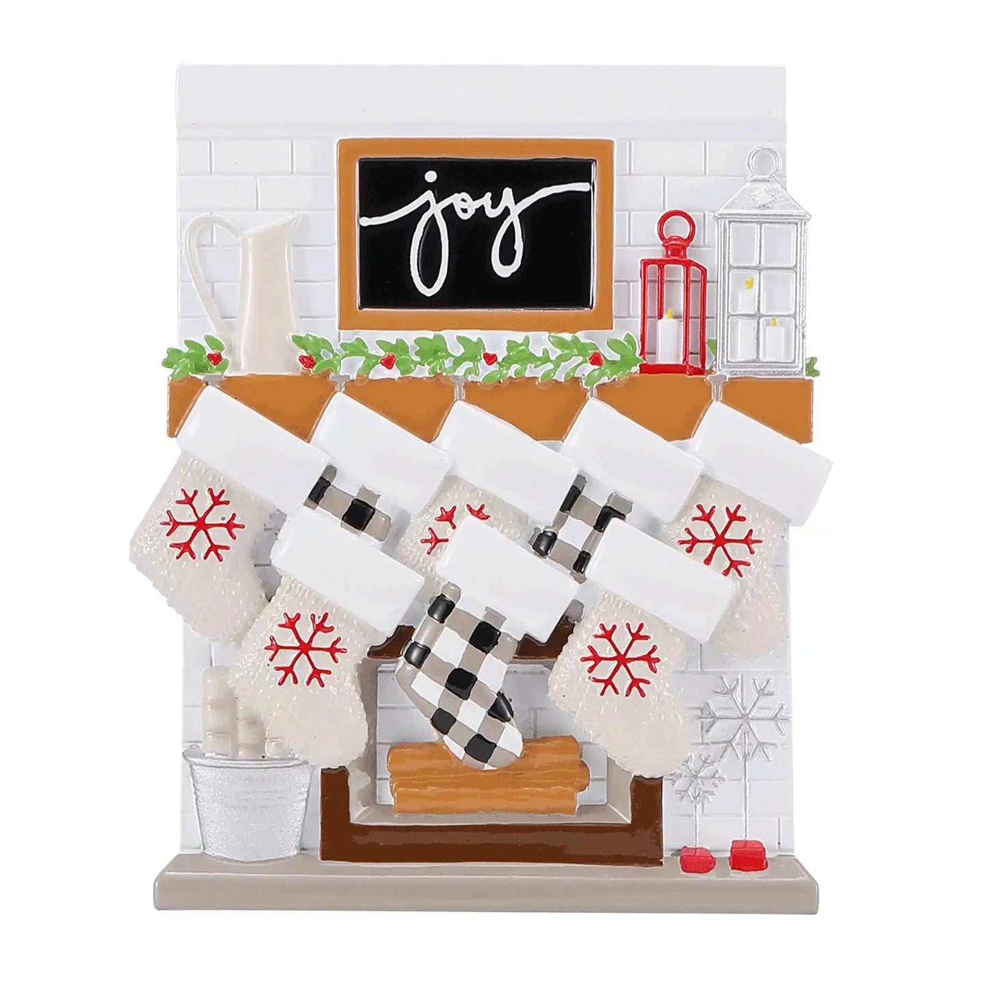 Adorno navideño familiar de 8 personas con chimenea Joy