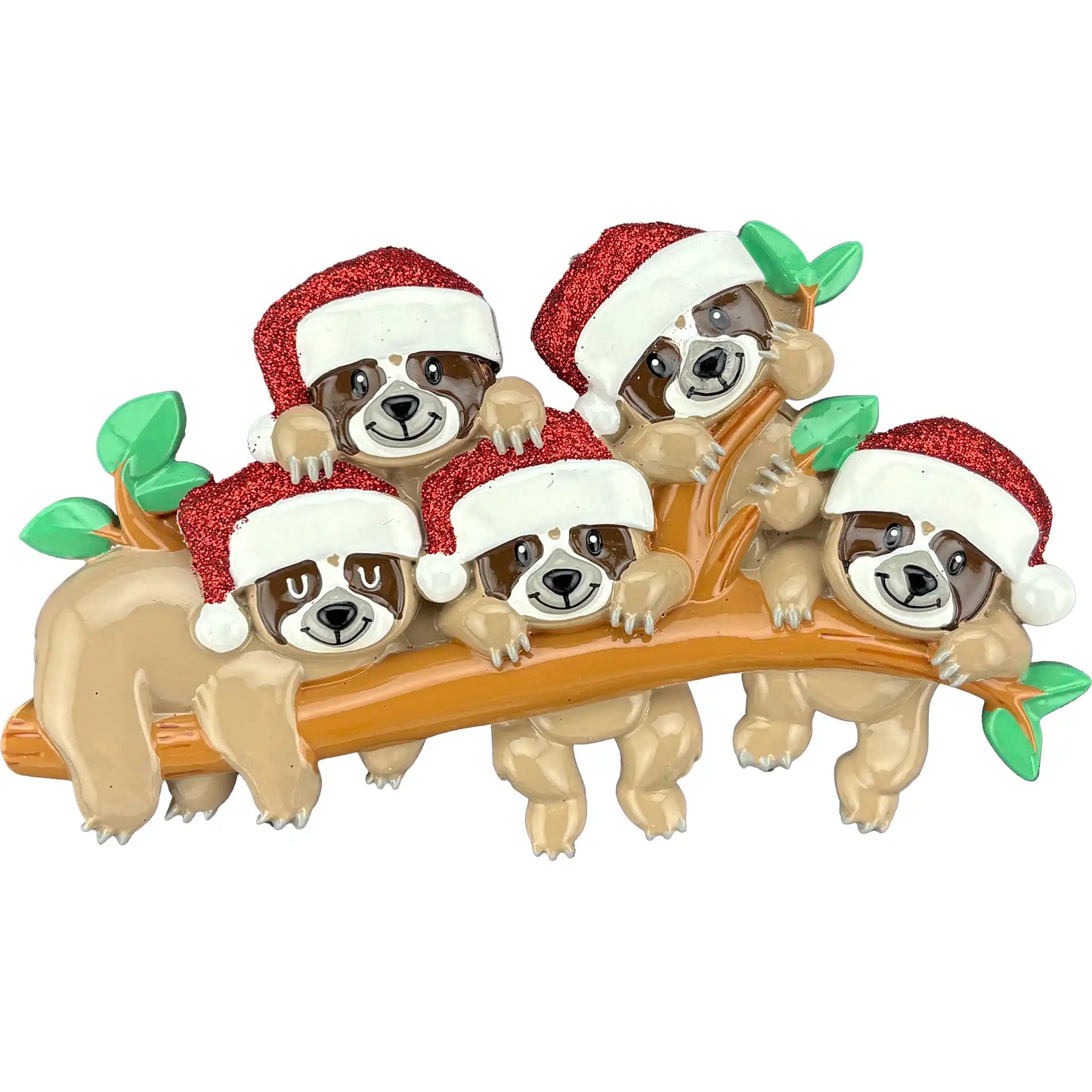 Sloth Family of 5 Personalized Ornament