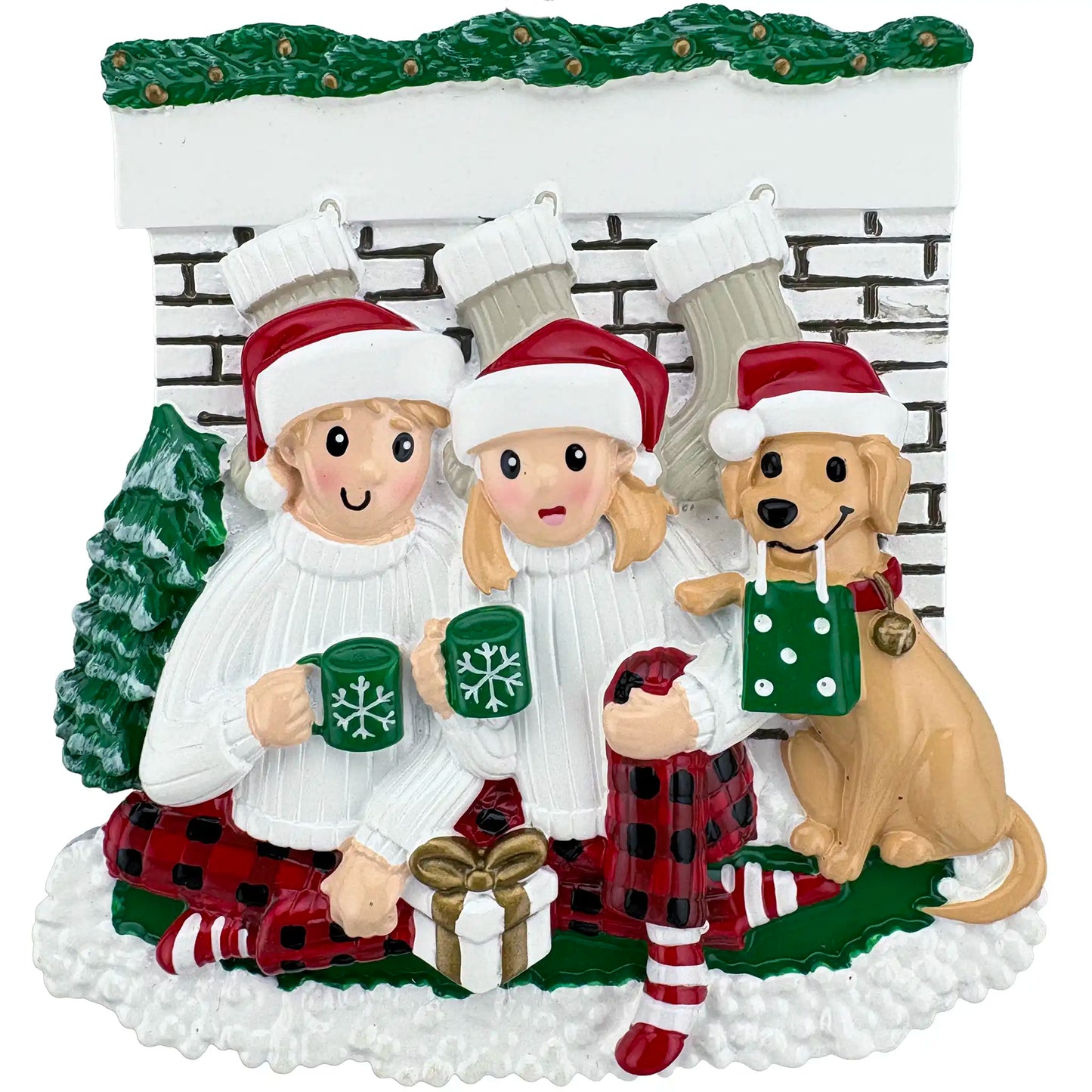 Holiday Couple with Dog Personalized Ornament