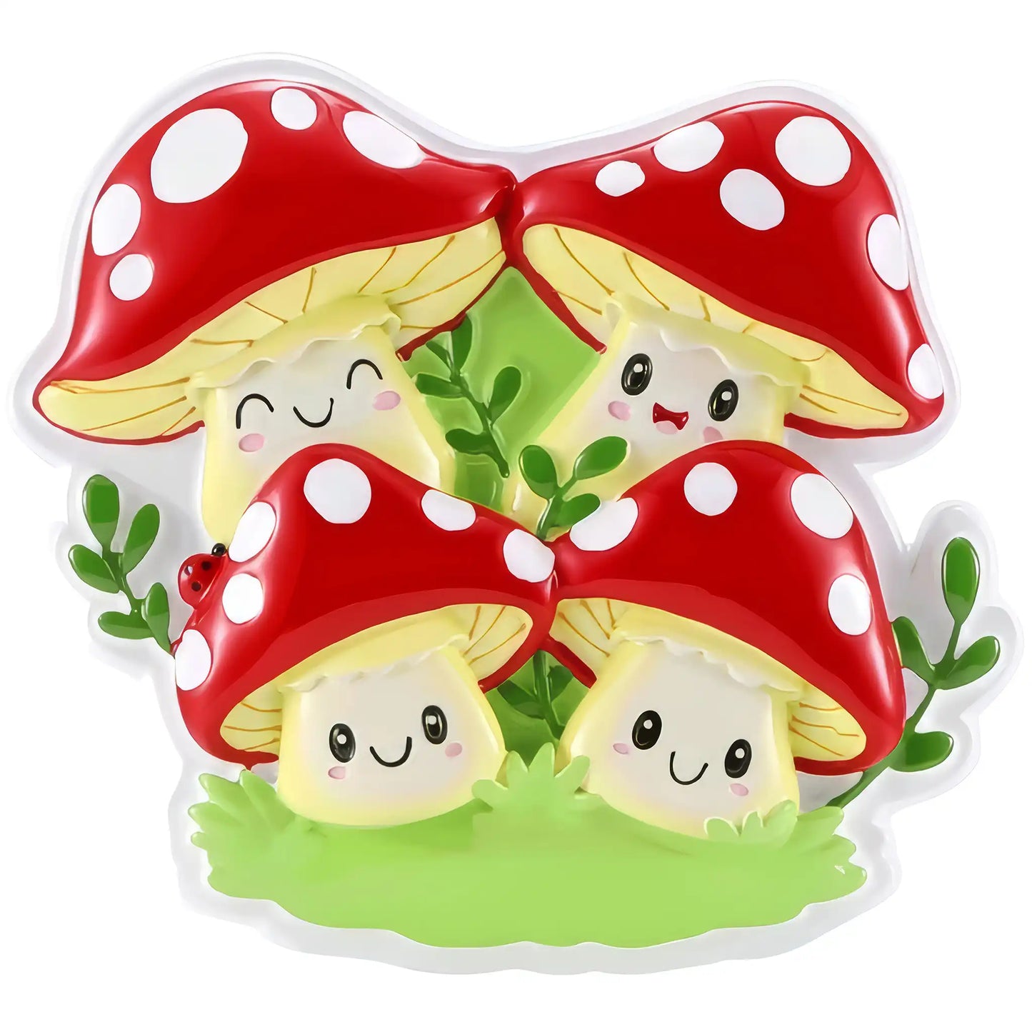 Adorno navideño de la familia de 4 hongos