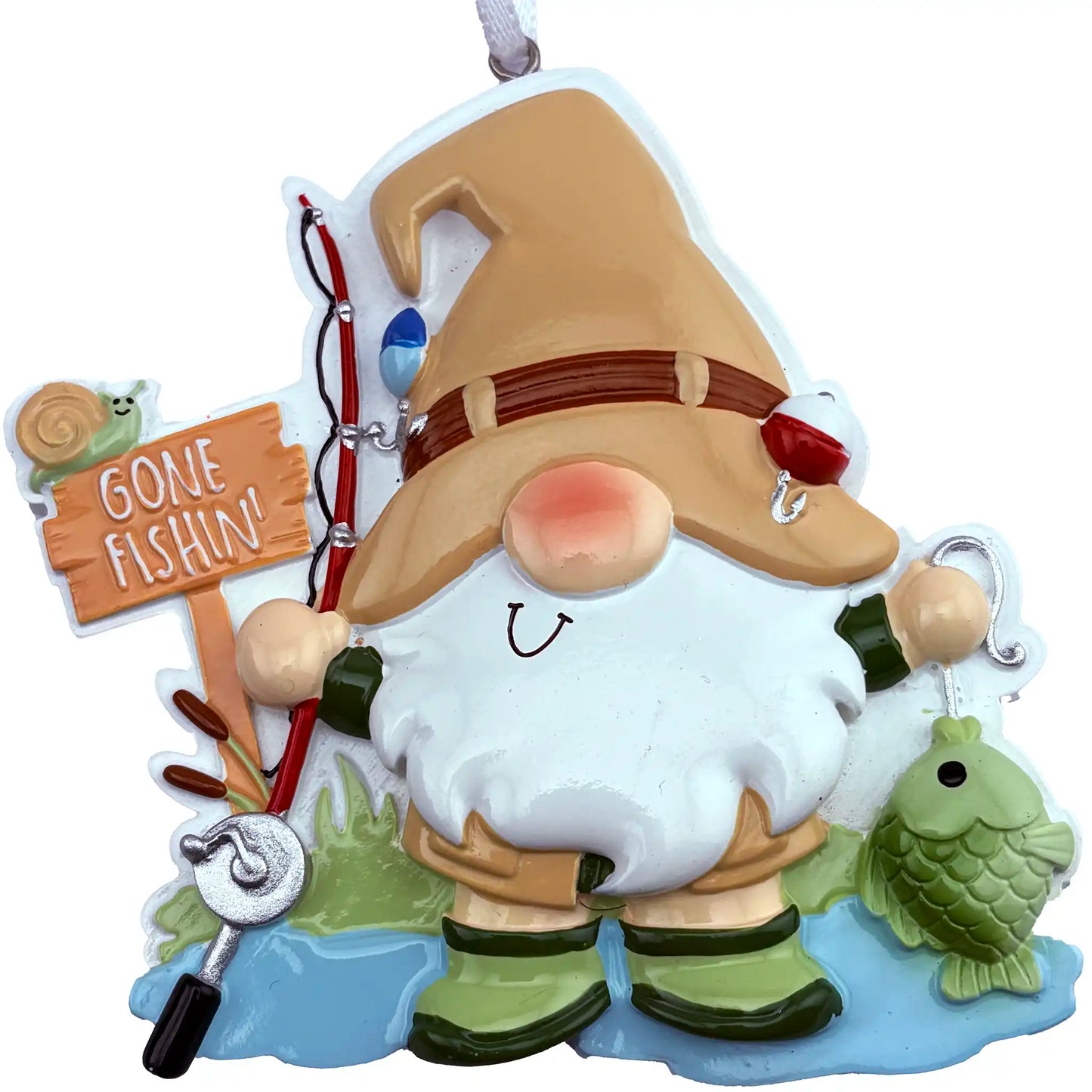 Gnome Fisherman Personalized Ornament